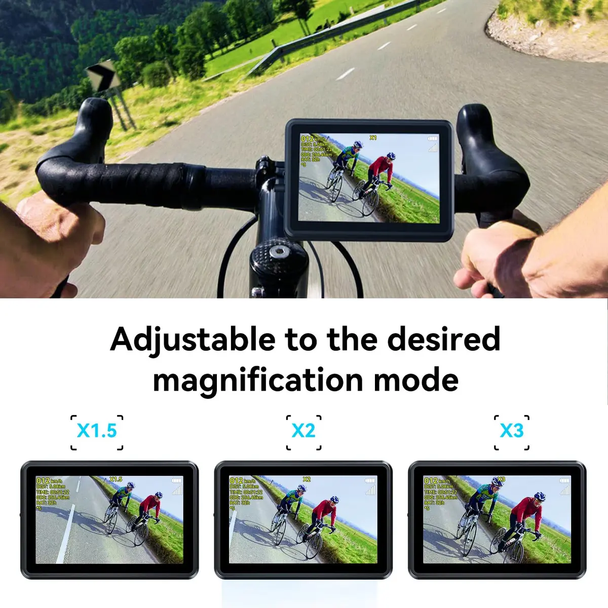 FEISIKE Bike Camera with 4.3" Display & Cyclocomputer | 145° Wide-Angle Night Vision Rearview Mirror for Safer Rides - view 7