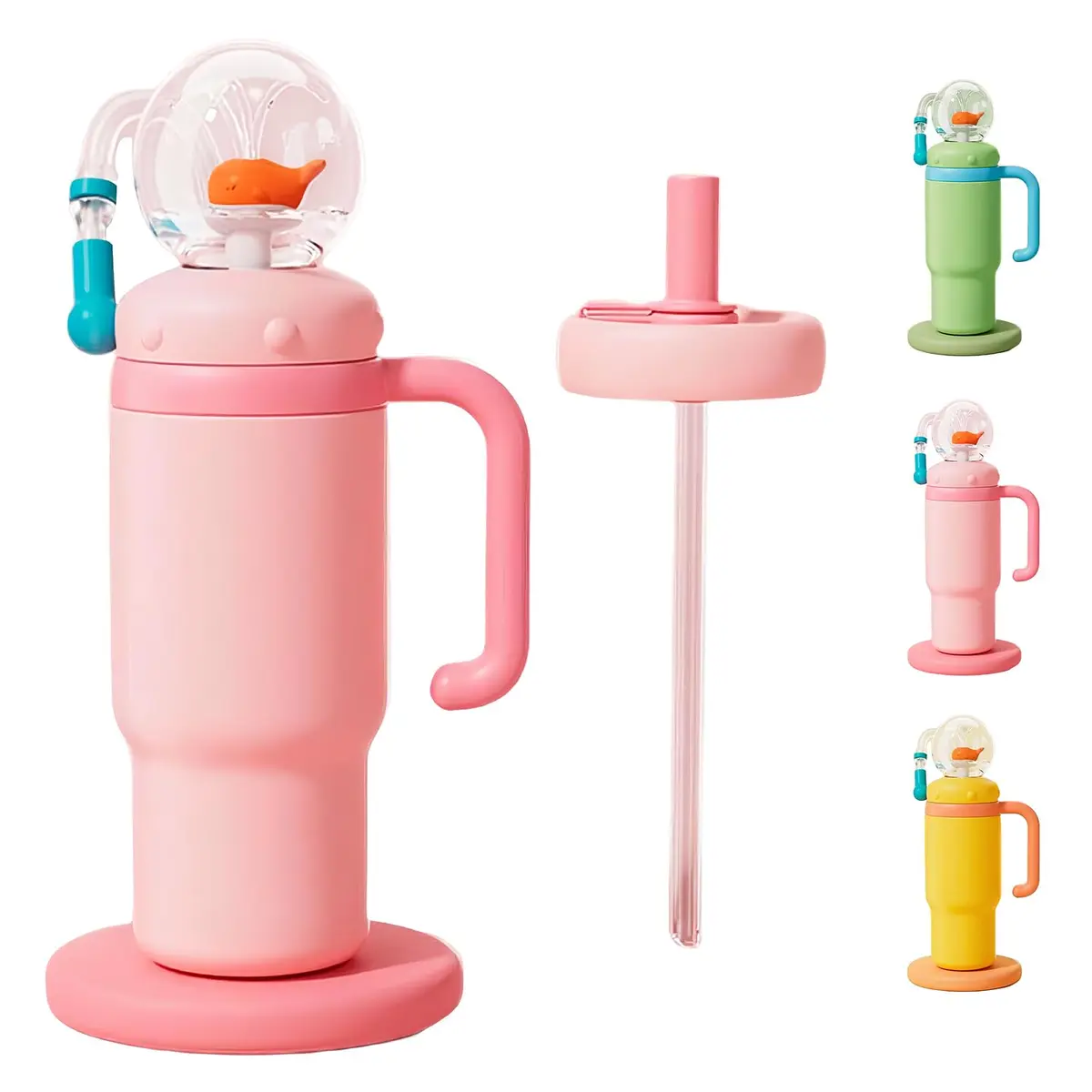 FRAGRANTGARDEN Whale Squirt 24oz Insulated Water Bottle with Handle | Leak-Proof Stainless Steel Kids & Adults - main product image