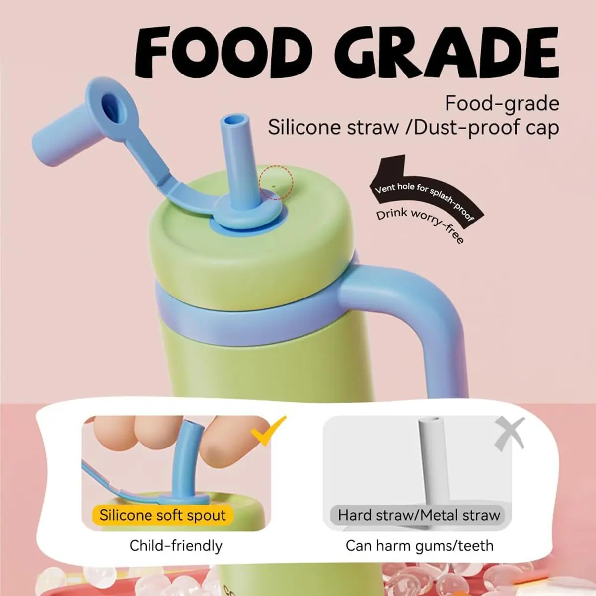 FRAGRANTGARDEN Whale Squirt 24oz Insulated Water Bottle with Handle | Leak-Proof Stainless Steel Kids & Adults - view 4