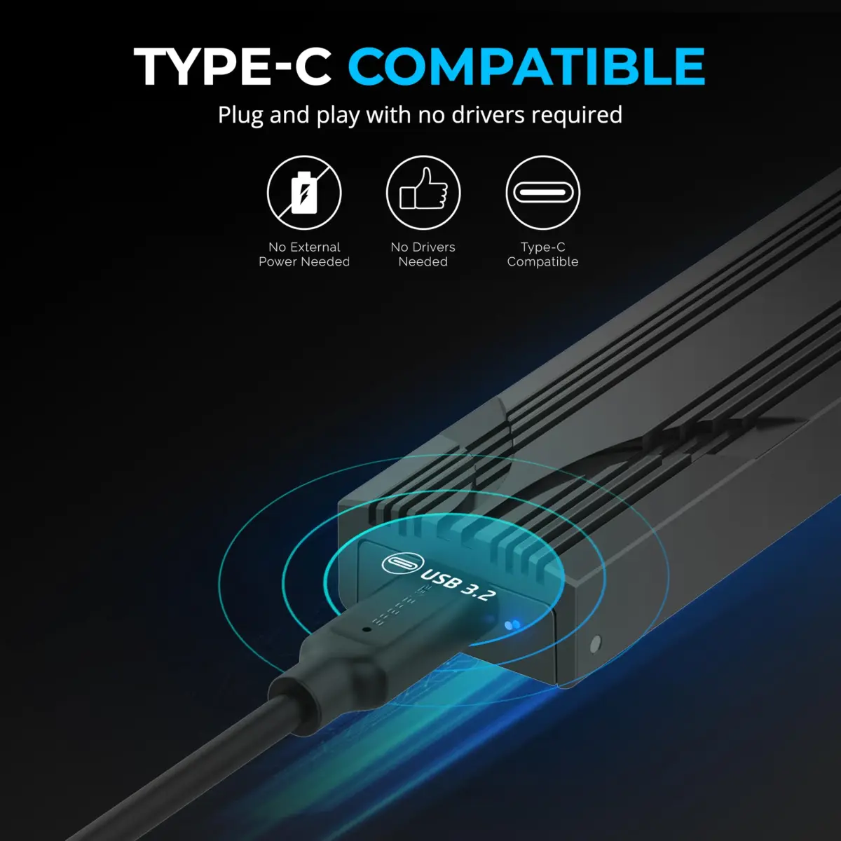 SABRENT USB-C NVMe Enclosure & Reader, M.2 PCIe SSD 10Gbps (EC-PNVO) 1250 MB/s | Tool-Free Installation - view 4