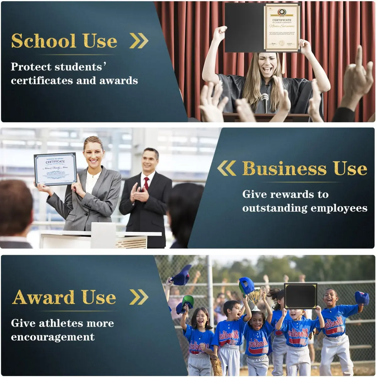 COIDEA Black Certificate Holders 50-Pack | Professional Diploma Covers for 8.5" x 11" Documents - view 7
