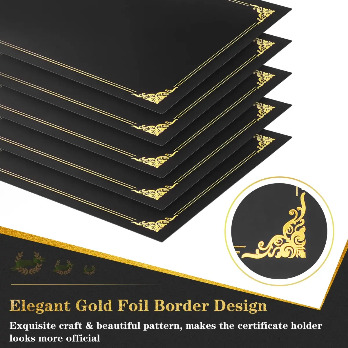 COIDEA Black Certificate Holders 50-Pack | Professional Diploma Covers for 8.5" x 11" Documents - view 3