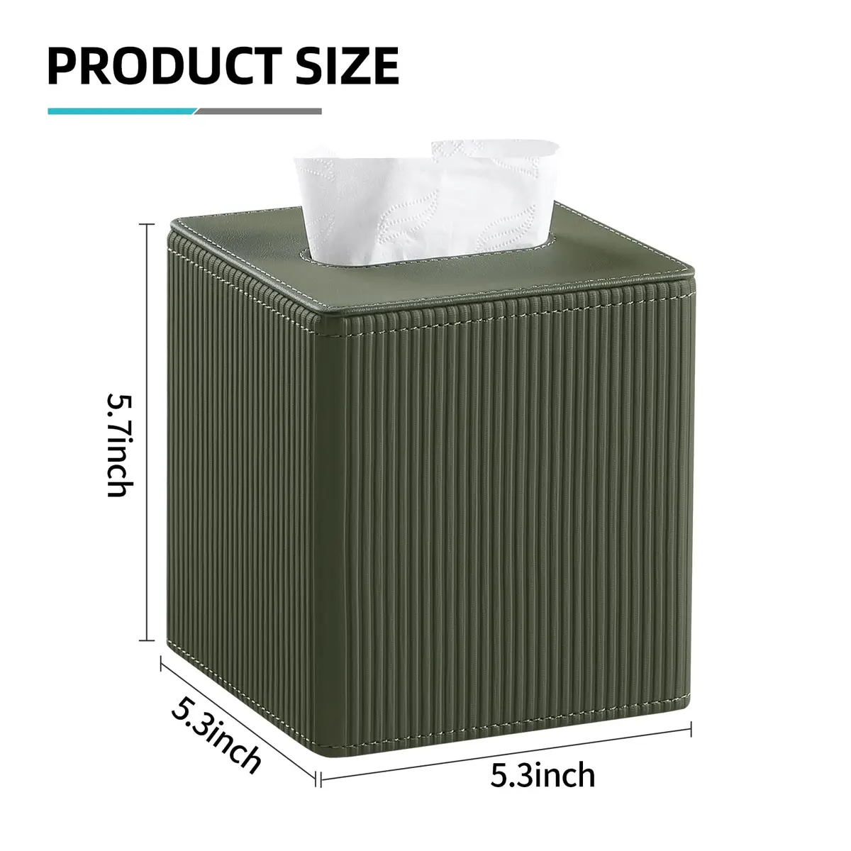 Cretkhp PU Leather Square Tissue Box Cover Green | Modern Decorative Holder for Bathroom, Office, Desk - view 7