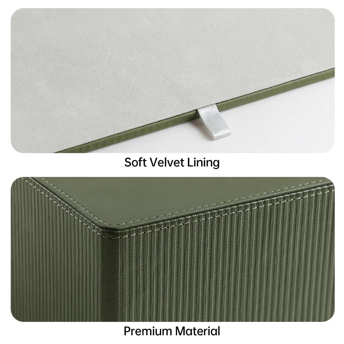 Cretkhp PU Leather Square Tissue Box Cover Green | Modern Decorative Holder for Bathroom, Office, Desk - view 4