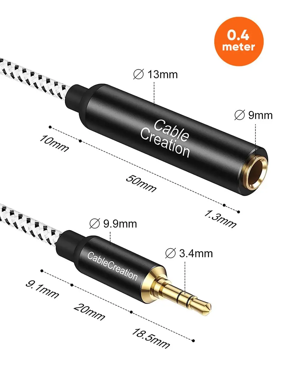 CableCreation 3.5mm Male to 6.35mm Female TRS Audio Adapter Cable 0.4m | Connects Headphones to Keyboards and Speakers - view 6