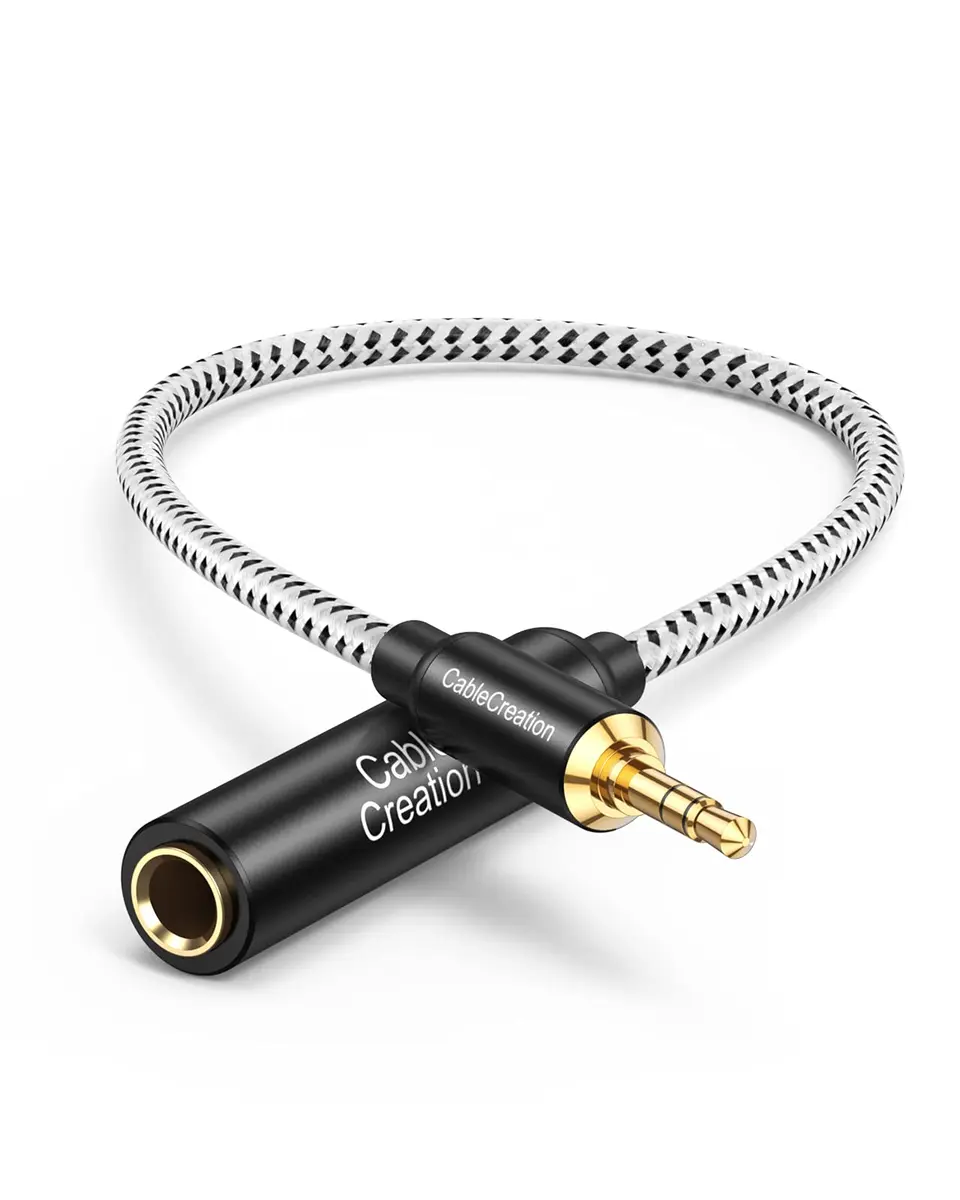 CableCreation 3.5mm Male to 6.35mm Female TRS Audio Adapter Cable 0.4m | Connects Headphones to Keyboards and Speakers - main product image