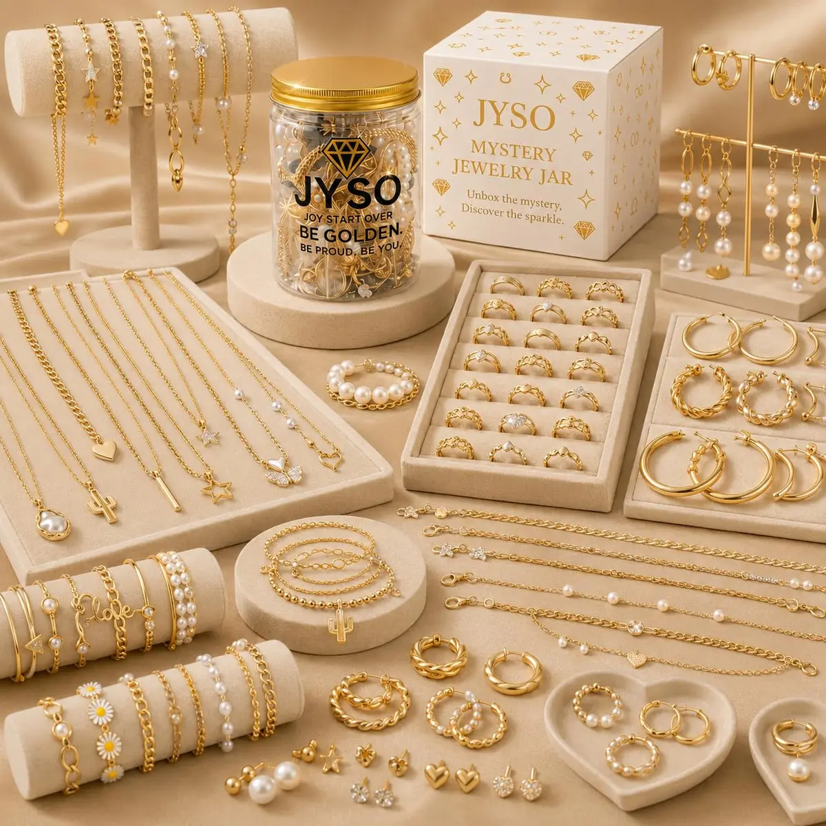 JYSO Mystery Jewelry Jar Bundle 65+ Pieces | Gold Jewelry Set for Women & Teens - view 4