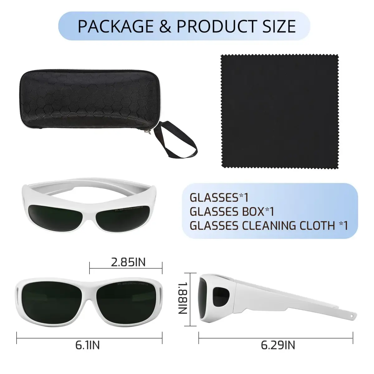 LPSAFP IPL Laser Safety Glasses ANSI Z87.1 Certified | 200-2000nm Protective Goggles for Laser Hair Removal, Cosmetology & Medical Aesthetics - view 6