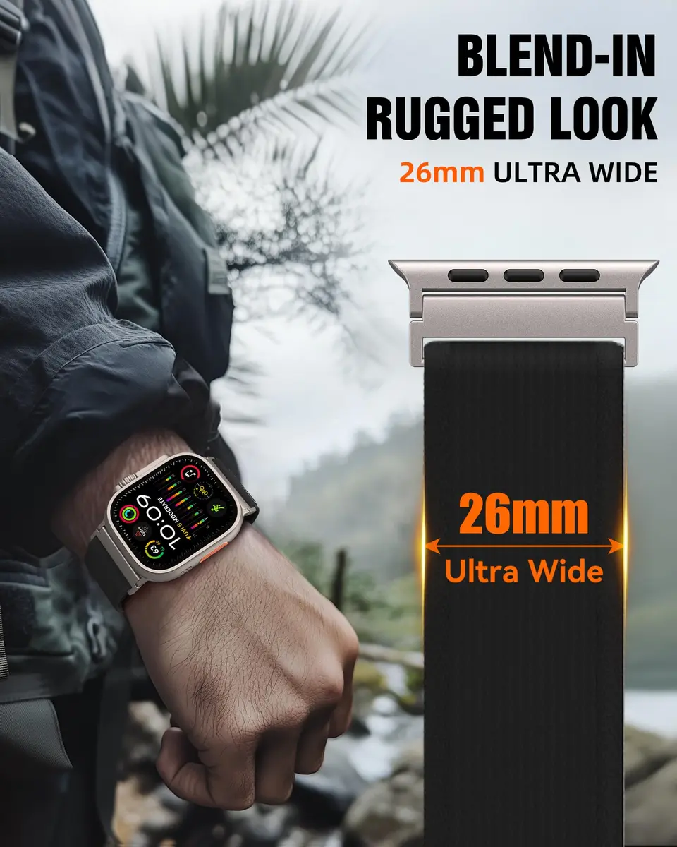 WANLISS Trail Loop Nylon Sport Band for Apple Watch Ultra 4 3 2 1 | Breathable, Rugged & Adjustable (70-120 chars) - view 4