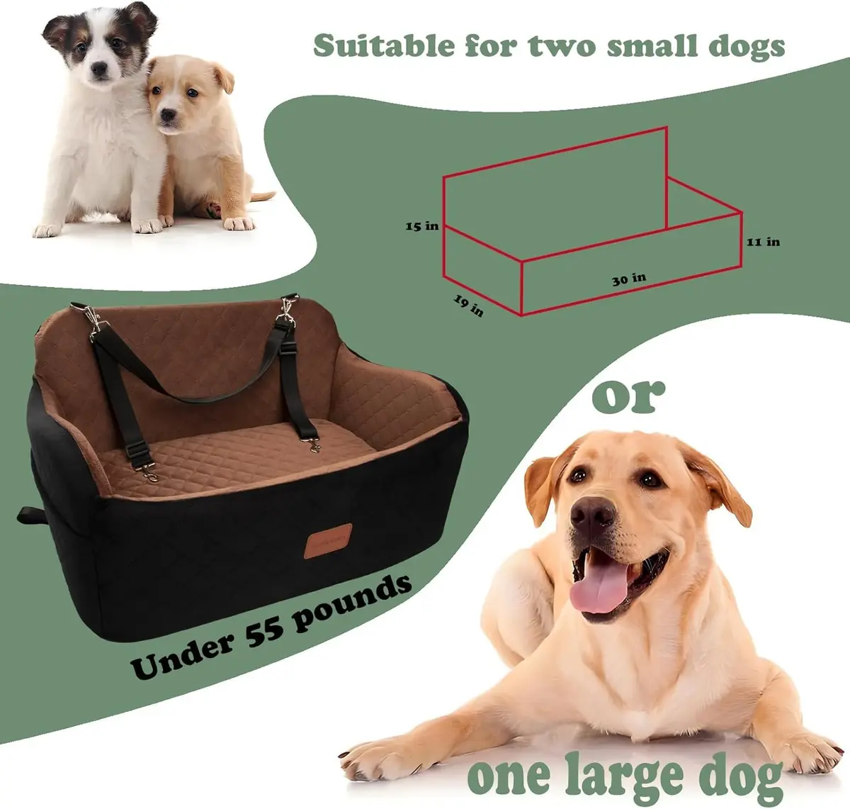 Lealchum Dog Car Seat for Medium/Large Dogs | Washable, Safe & Comfortable - view 2