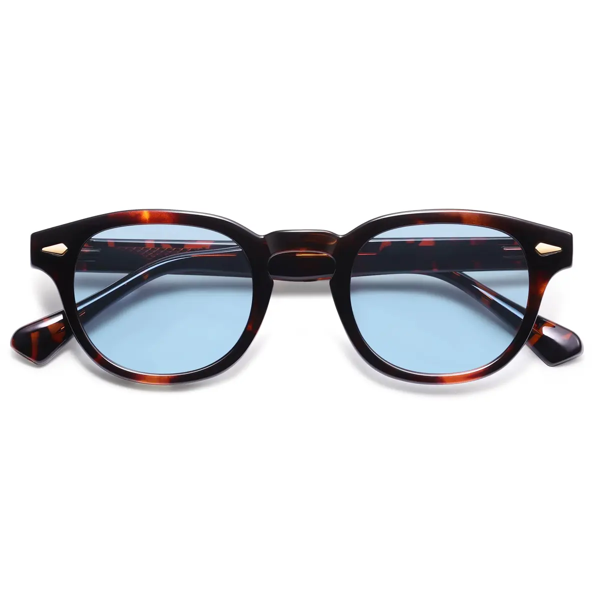 SOJOS Retro Small Round Sunglasses for Men Women Trendy Circle Style UV400 Lenses Unisex Sun Glasses SJ2251, Dark Tortoise Frame/Blue Lens - main product image