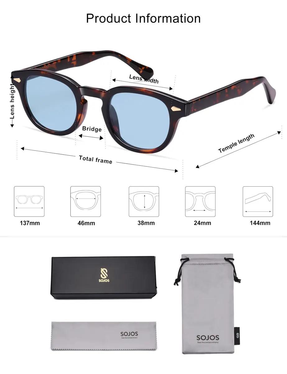 SOJOS Retro Small Round Sunglasses for Men Women Trendy Circle Style UV400 Lenses Unisex Sun Glasses SJ2251, Dark Tortoise Frame/Blue Lens - view 5
