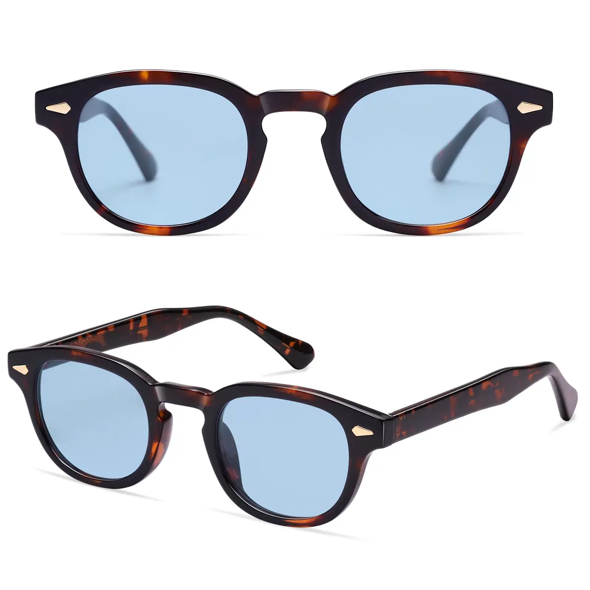 SOJOS Retro Small Round Sunglasses for Men Women Trendy Circle Style UV400 Lenses Unisex Sun Glasses SJ2251, Dark Tortoise Frame/Blue Lens - view 3