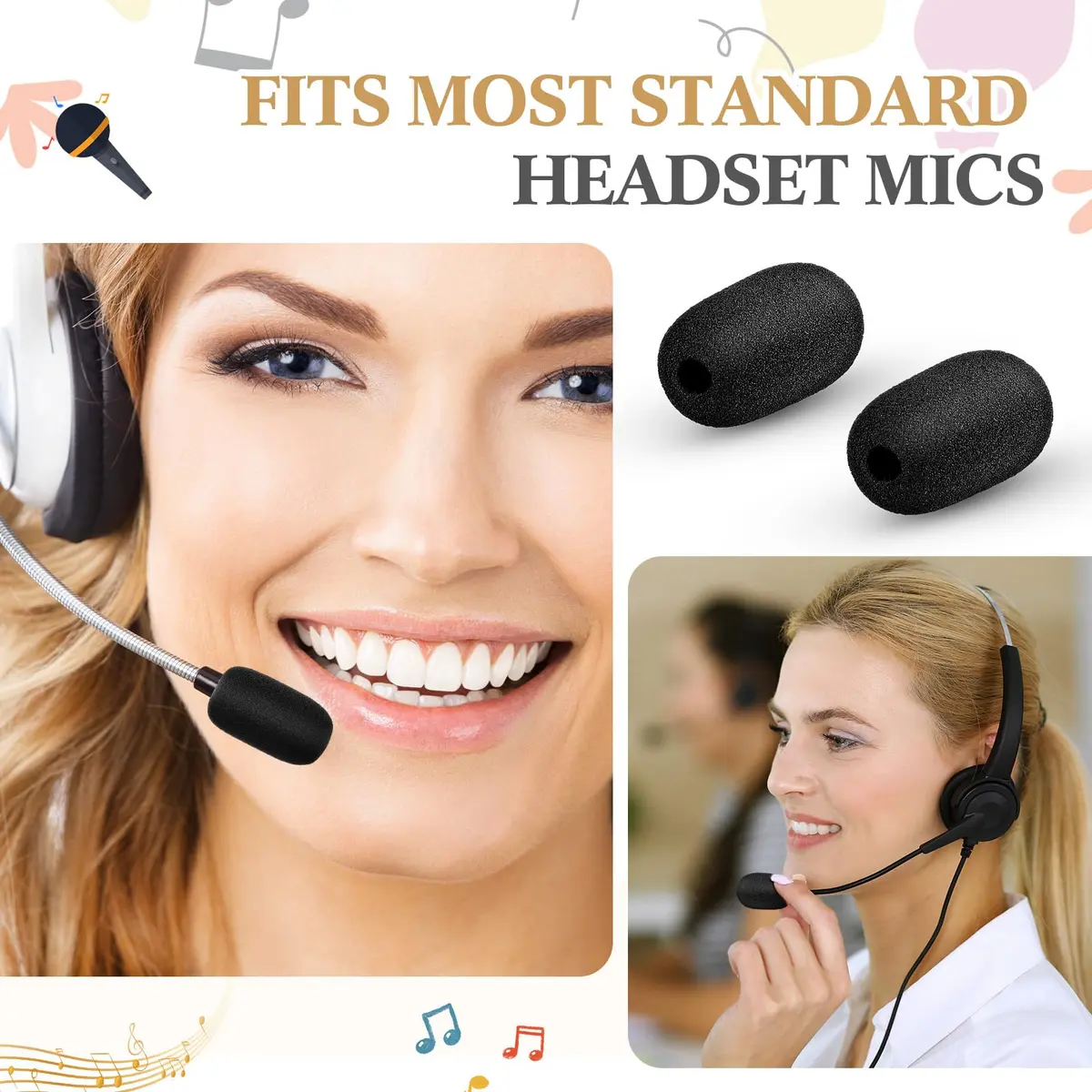 Innconee Mini Mic Foam Windscreen Covers 5mm x 3.6cm (20 Pcs) | Noise Reduction for Headset & Lapel Mics - view 5