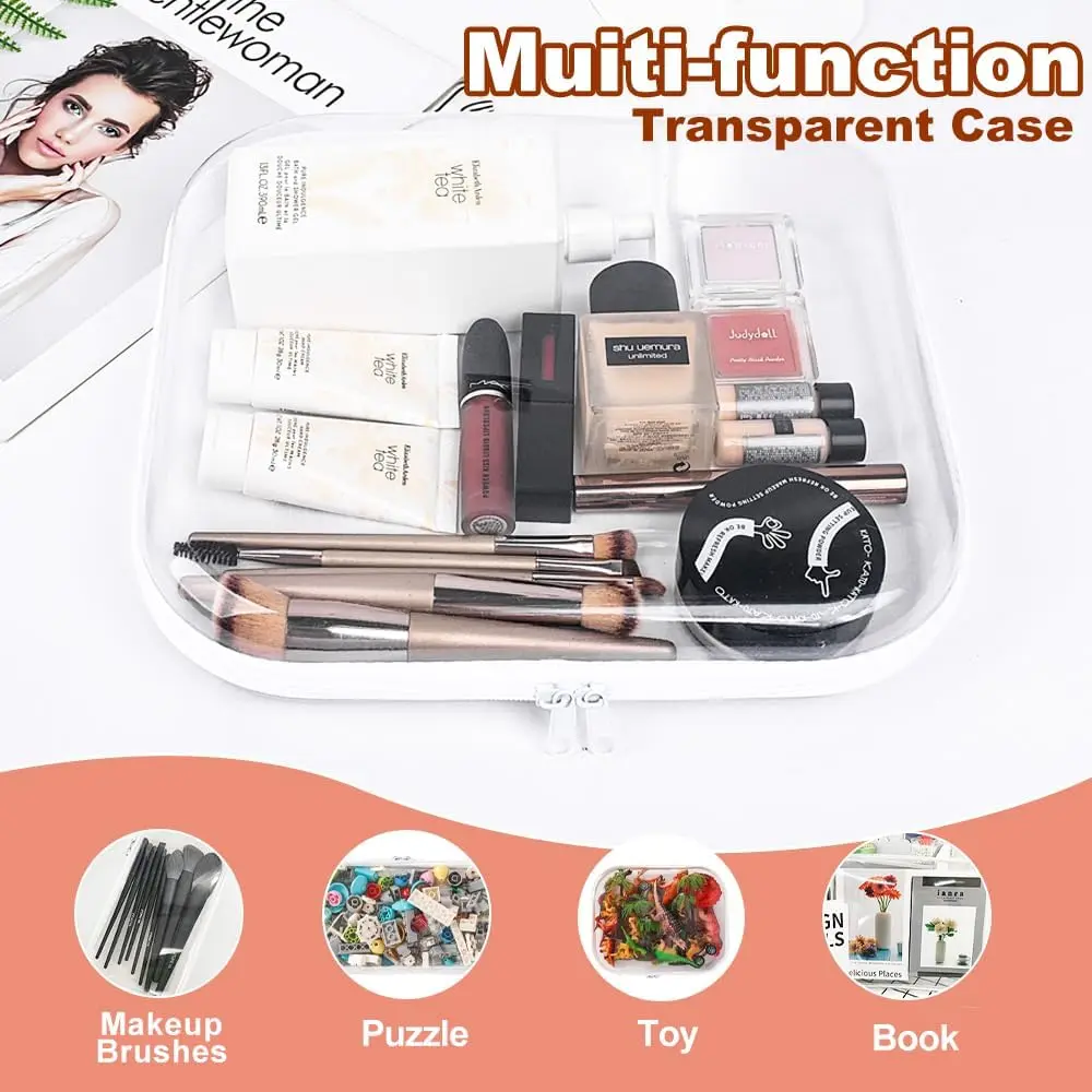 FHDUSRYO 6 Pcs Clear Hard Shell Zipper Case, Travel Makeup Bag | Multi-Size Waterproof Organizer for Cosmetics & Toiletries - view 7