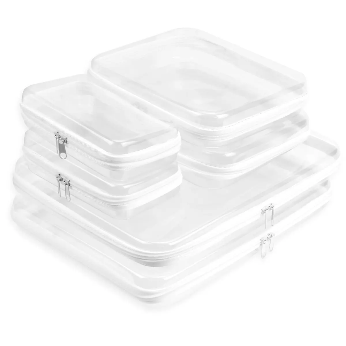 FHDUSRYO 6 Pcs Clear Hard Shell Zipper Case, Travel Makeup Bag | Multi-Size Waterproof Organizer for Cosmetics & Toiletries - view 8