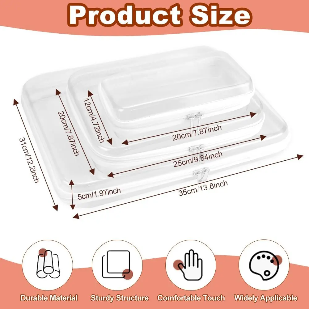 FHDUSRYO 6 Pcs Clear Hard Shell Zipper Case, Travel Makeup Bag | Multi-Size Waterproof Organizer for Cosmetics & Toiletries - view 2