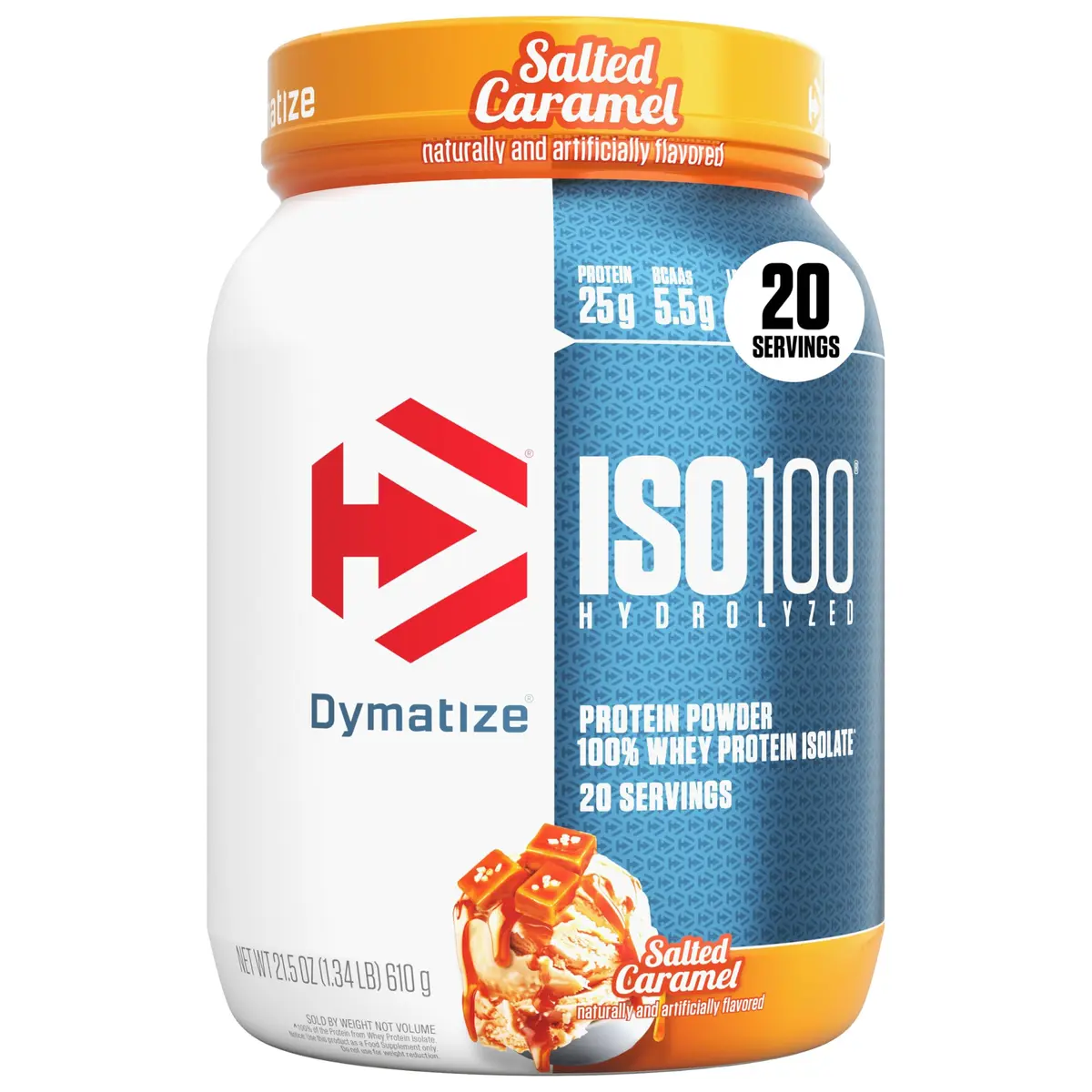 Dymatize ISO100 Whey Protein Isolate Salted Caramel 608g (1.34 lb) | 25g Protein Per Serving - main product image