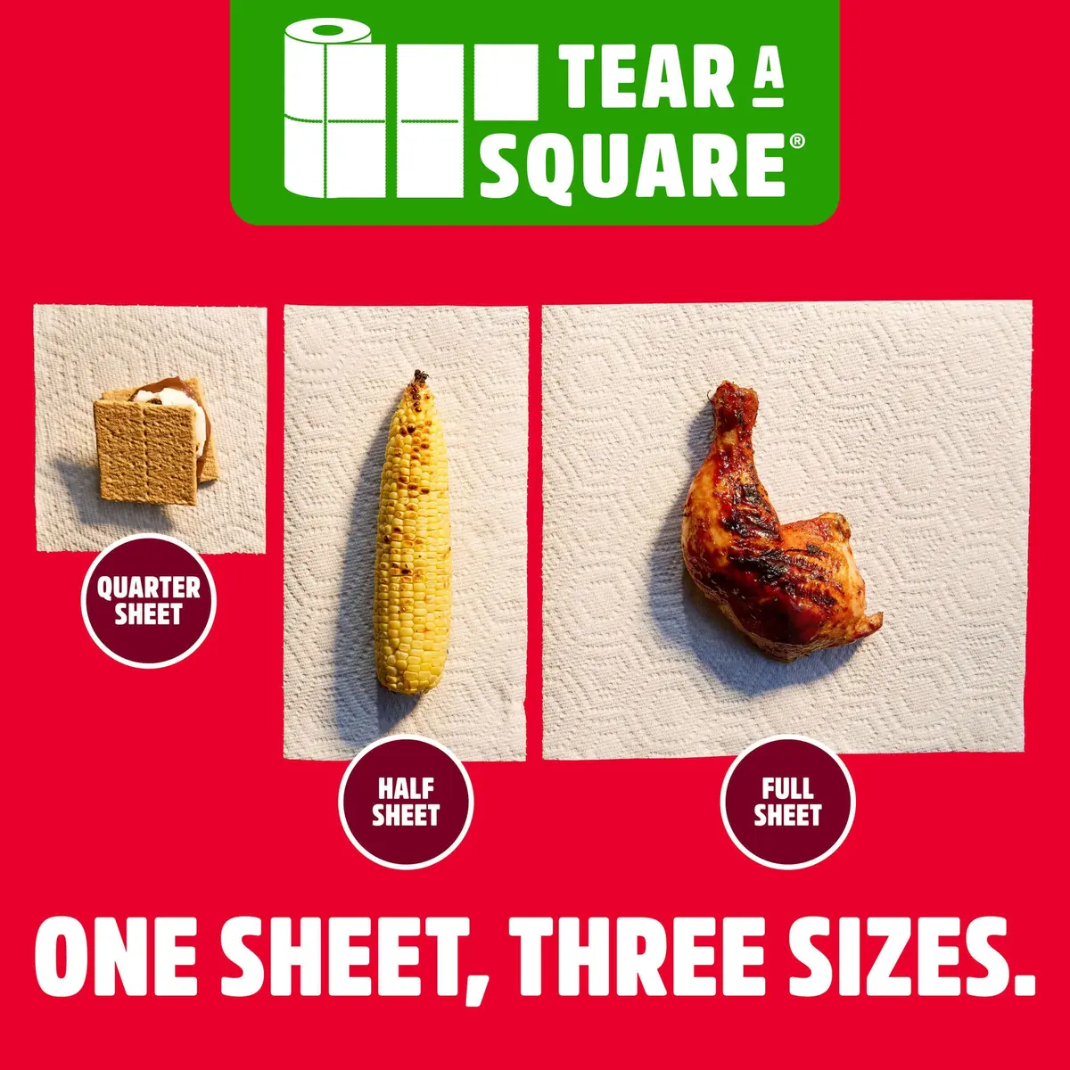 Brawny Tear-A-Square 3-Ply Paper Towels, 6 Double Rolls (456 Sheets Total) | Strongest Paper Towel - view 6