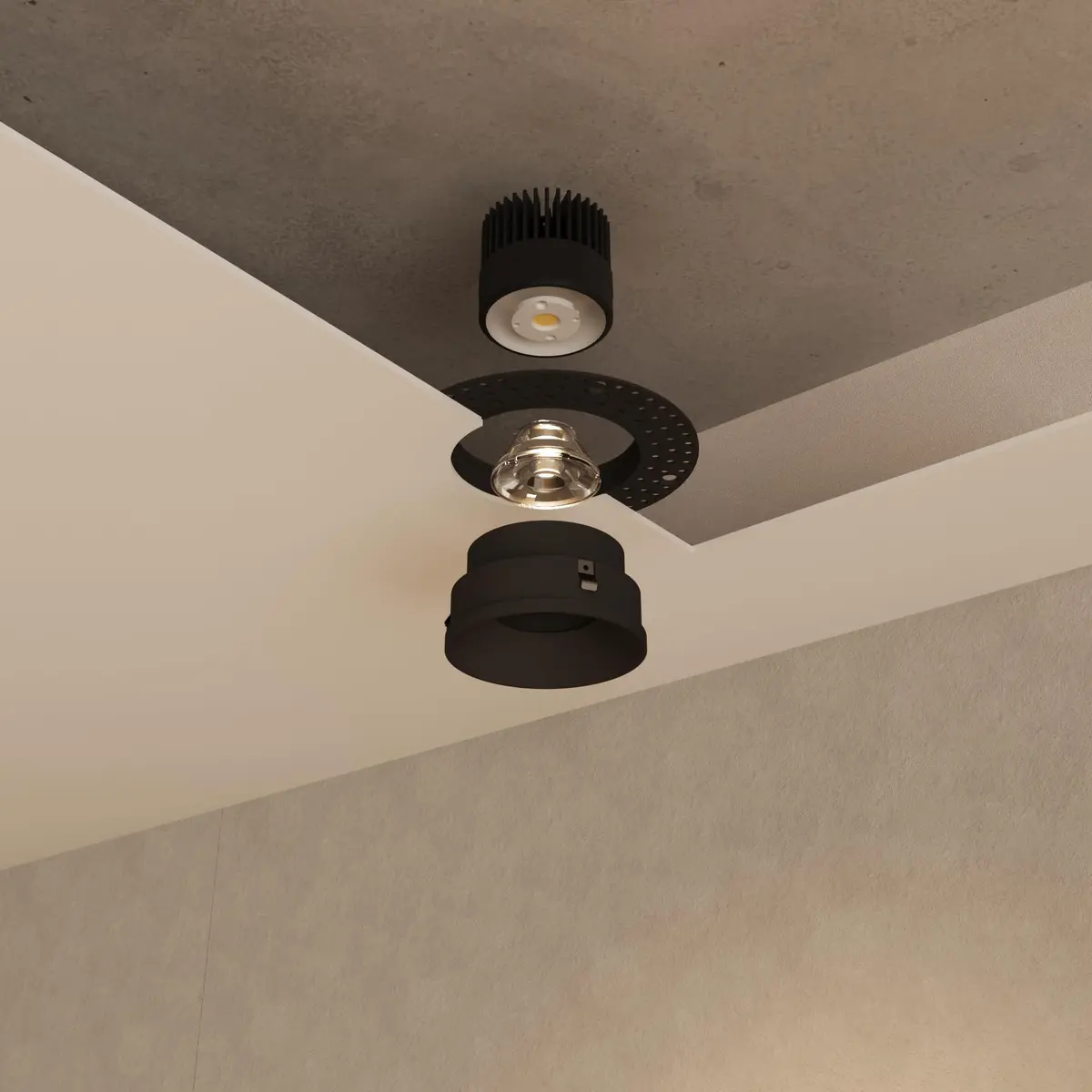 VidaLite Libra 2in Black LED Recessed Ceiling Light, Round Trimless Canless Downlight Kit with Selectable 5CCT & Full Range Dimmer, 14W, 1000LM - view 3