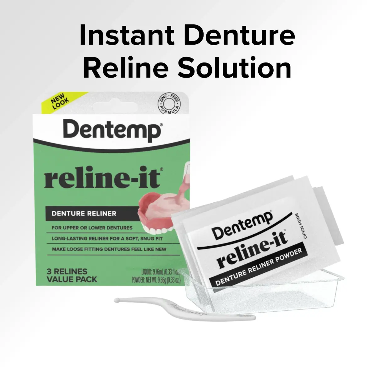 Dentemp Reline-It Denture Reliner Kit Value Pack 9 Relines | Professional Dental Soft Reline Material - view 3