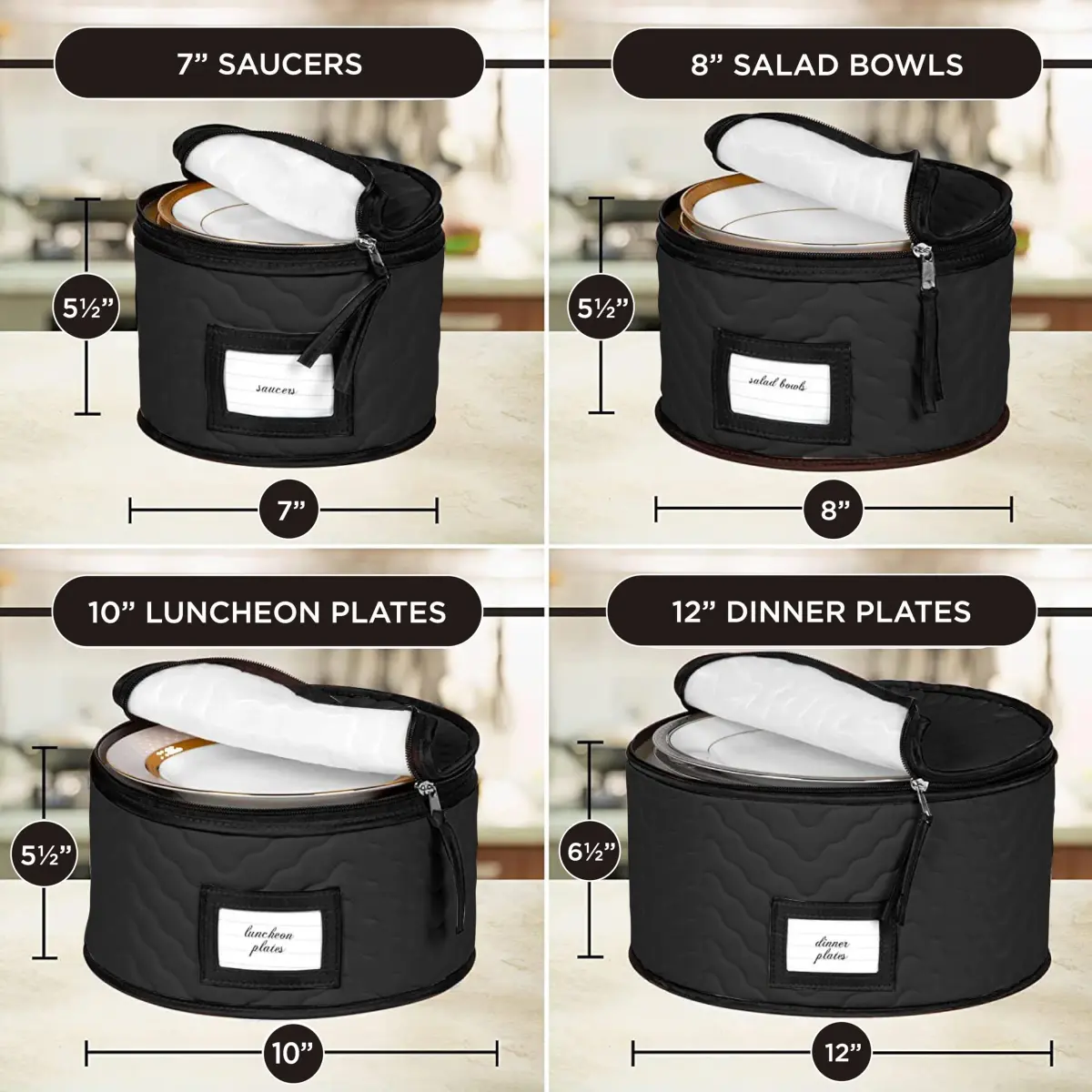 HOLDN’ STORAGE 5-Piece China Storage Set for 12 Place Settings | Quilted Microfiber with Dividers - view 4