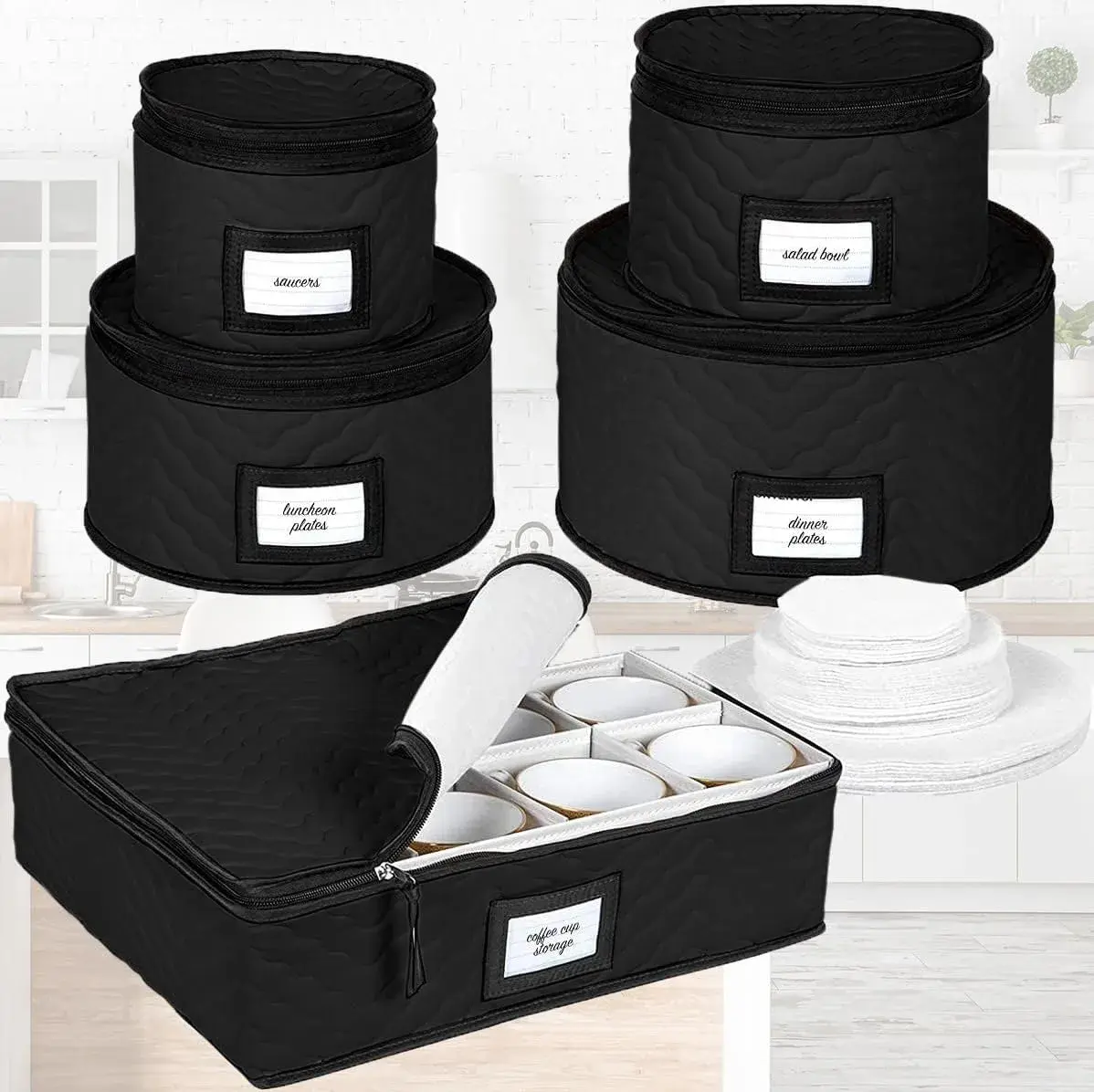 HOLDN’ STORAGE 5-Piece China Storage Set for 12 Place Settings | Quilted Microfiber with Dividers - view 7