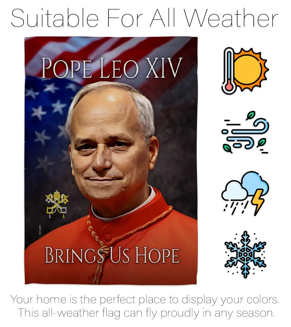 Pope Leo XIV Tribute Flag Holder Kit Wall Hanging Canvas Tapestry 13" x 18.5" | Weather Resistant Made in USA - view 6