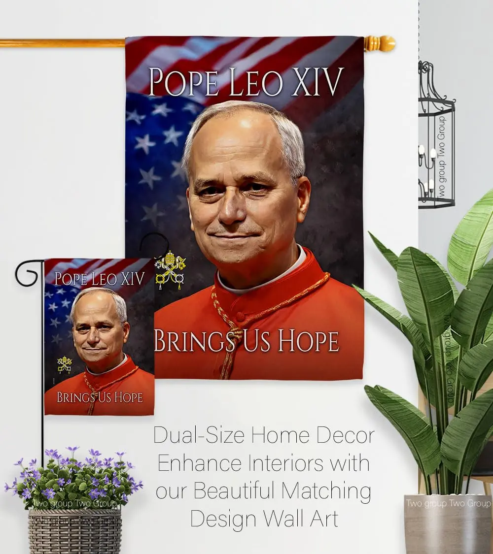Pope Leo XIV Tribute Flag Holder Kit Wall Hanging Canvas Tapestry 13" x 18.5" | Weather Resistant Made in USA - view 8