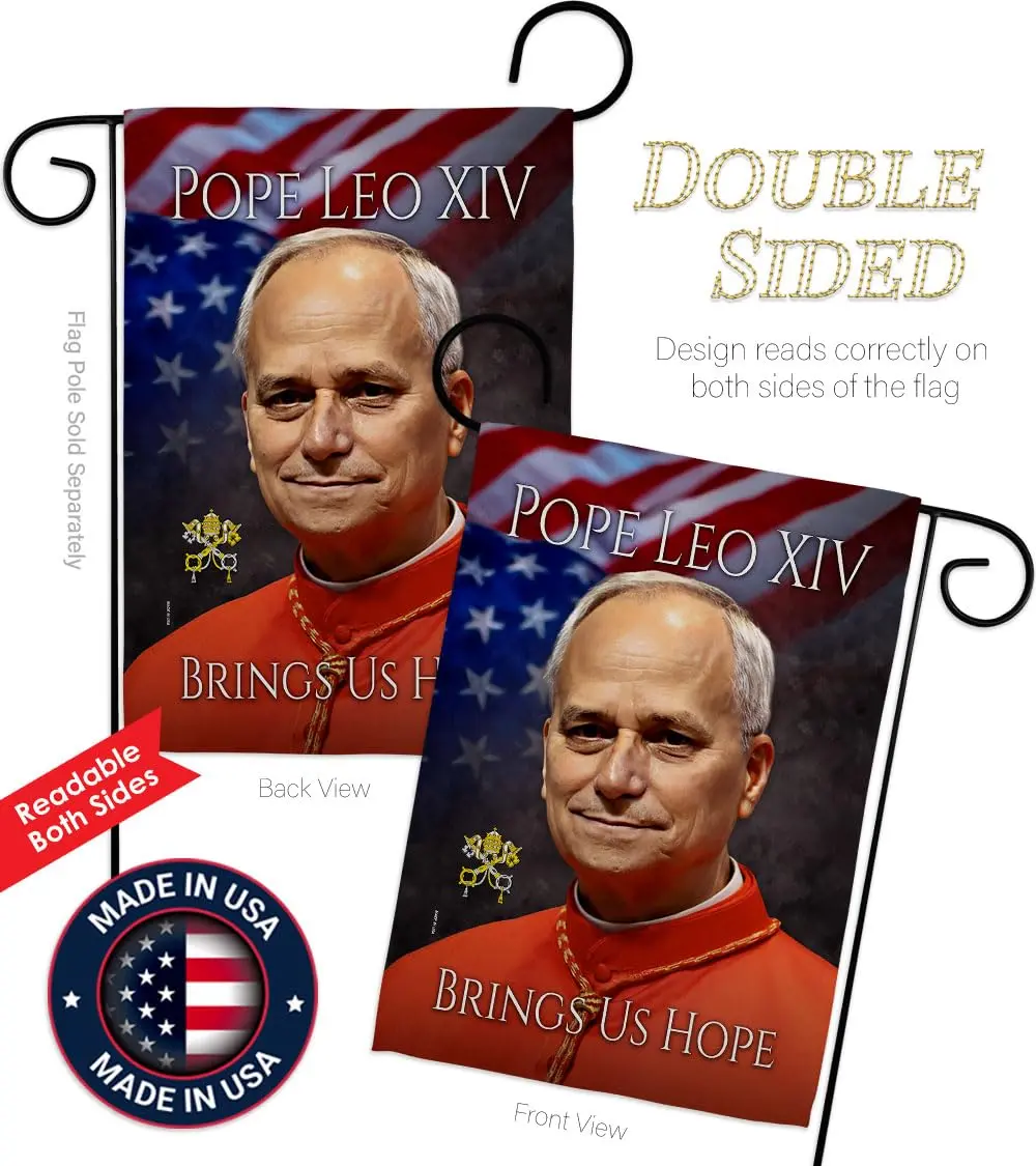 Pope Leo XIV Tribute Flag Holder Kit Wall Hanging Canvas Tapestry 13" x 18.5" | Weather Resistant Made in USA - view 3