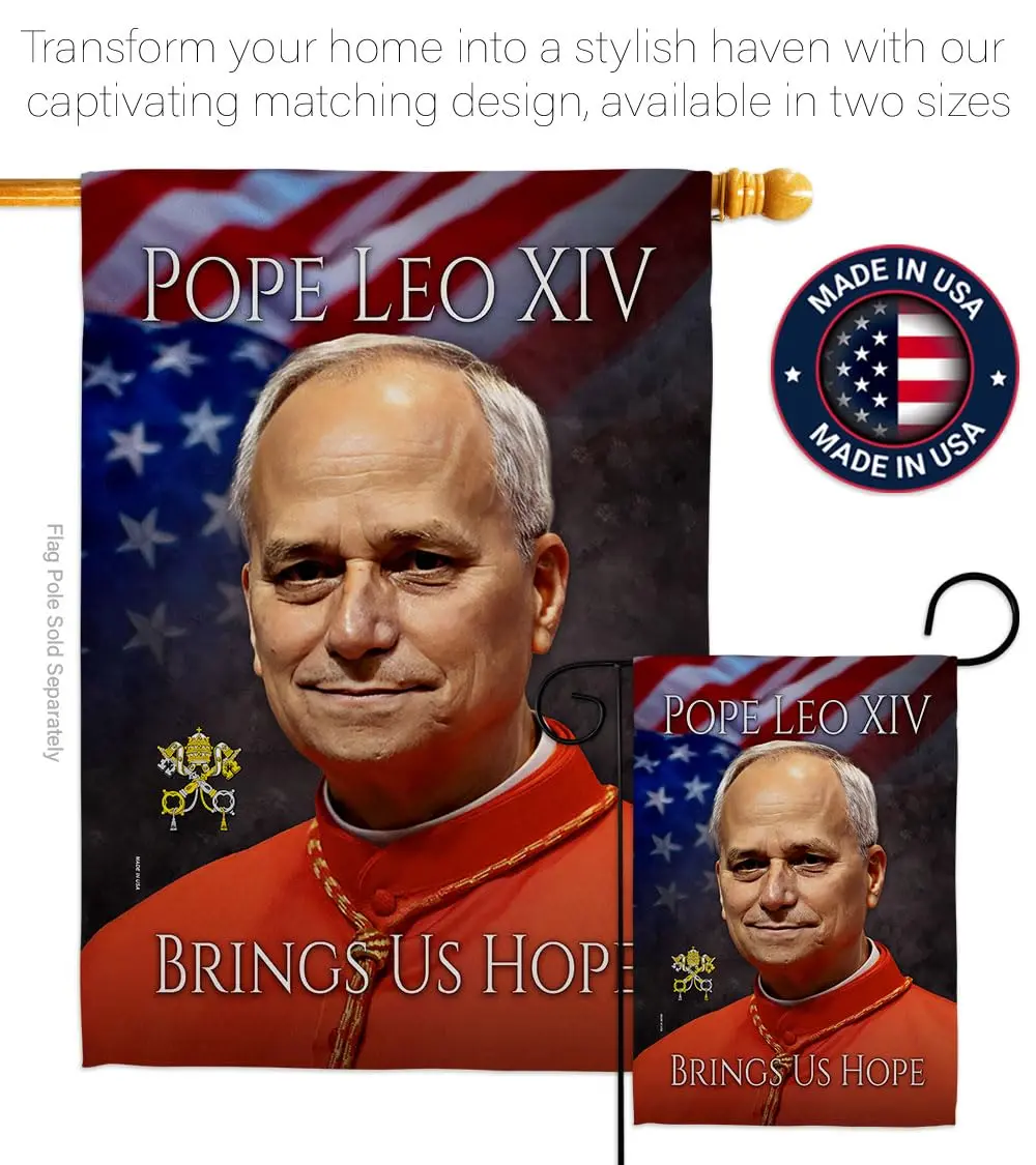 Pope Leo XIV Tribute Flag Holder Kit Wall Hanging Canvas Tapestry 13" x 18.5" | Weather Resistant Made in USA - view 4
