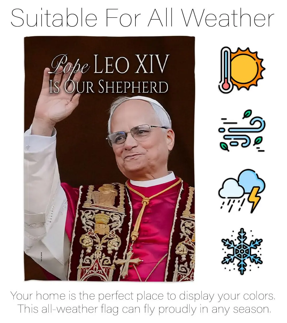 Pope Leo XIV Catholic Flag Holder Kit Wall Hanging Canvas Tapestry 13" x 18.5" | Weather Resistant Indoor/Outdoor Use - view 6