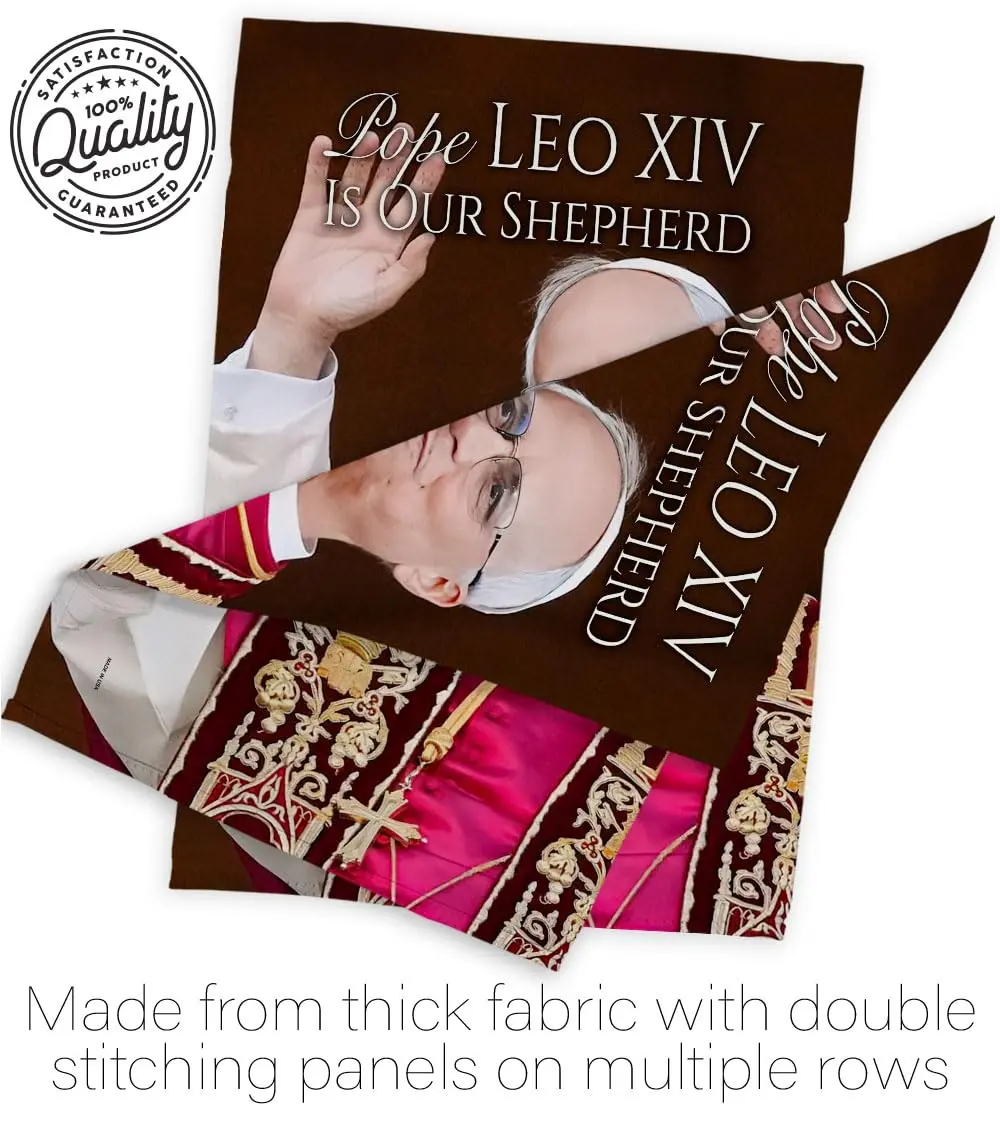 Pope Leo XIV Catholic Flag Holder Kit Wall Hanging Canvas Tapestry 13" x 18.5" | Weather Resistant Indoor/Outdoor Use - view 7