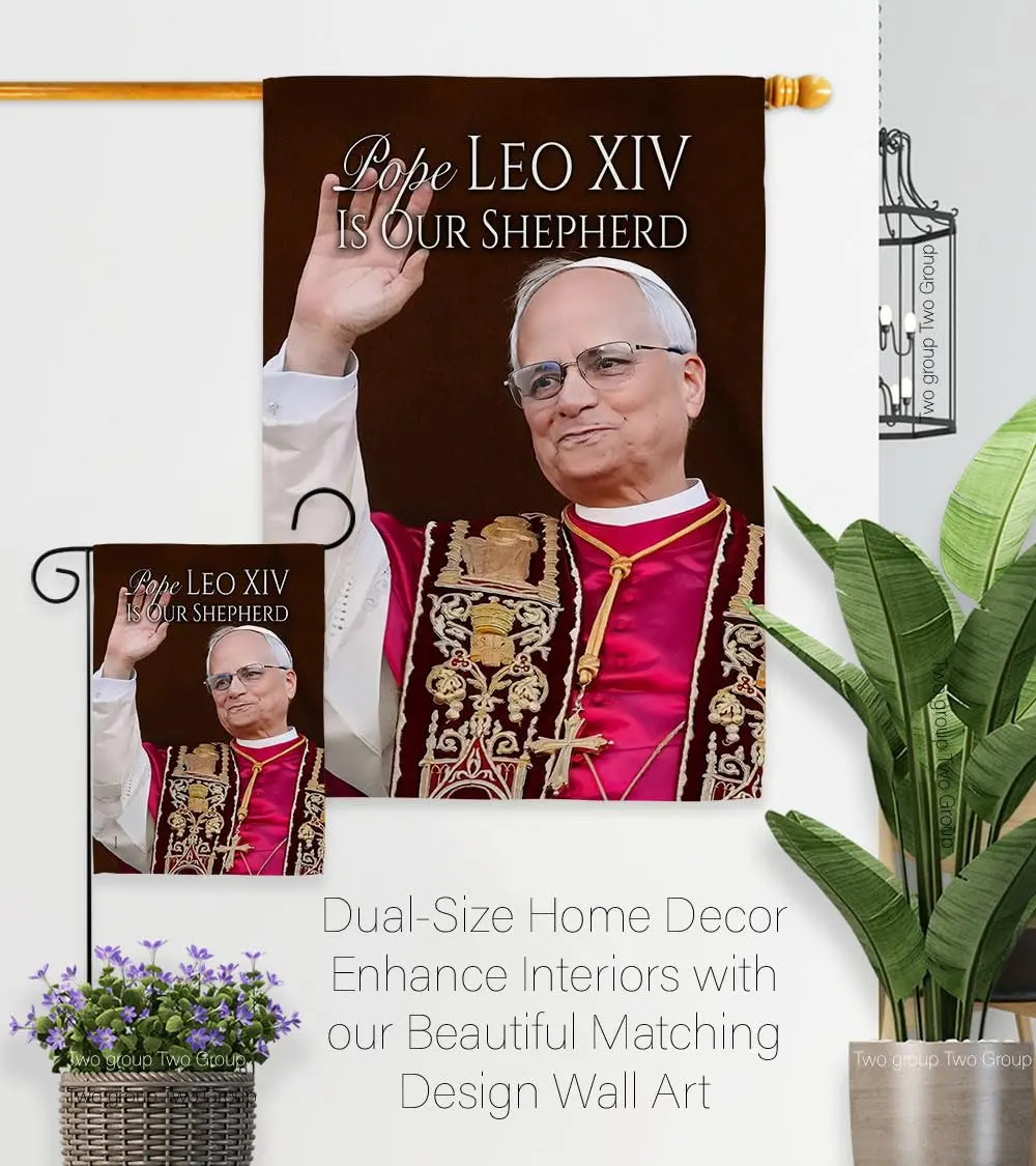 Pope Leo XIV Catholic Flag Holder Kit Wall Hanging Canvas Tapestry 13" x 18.5" | Weather Resistant Indoor/Outdoor Use - view 8