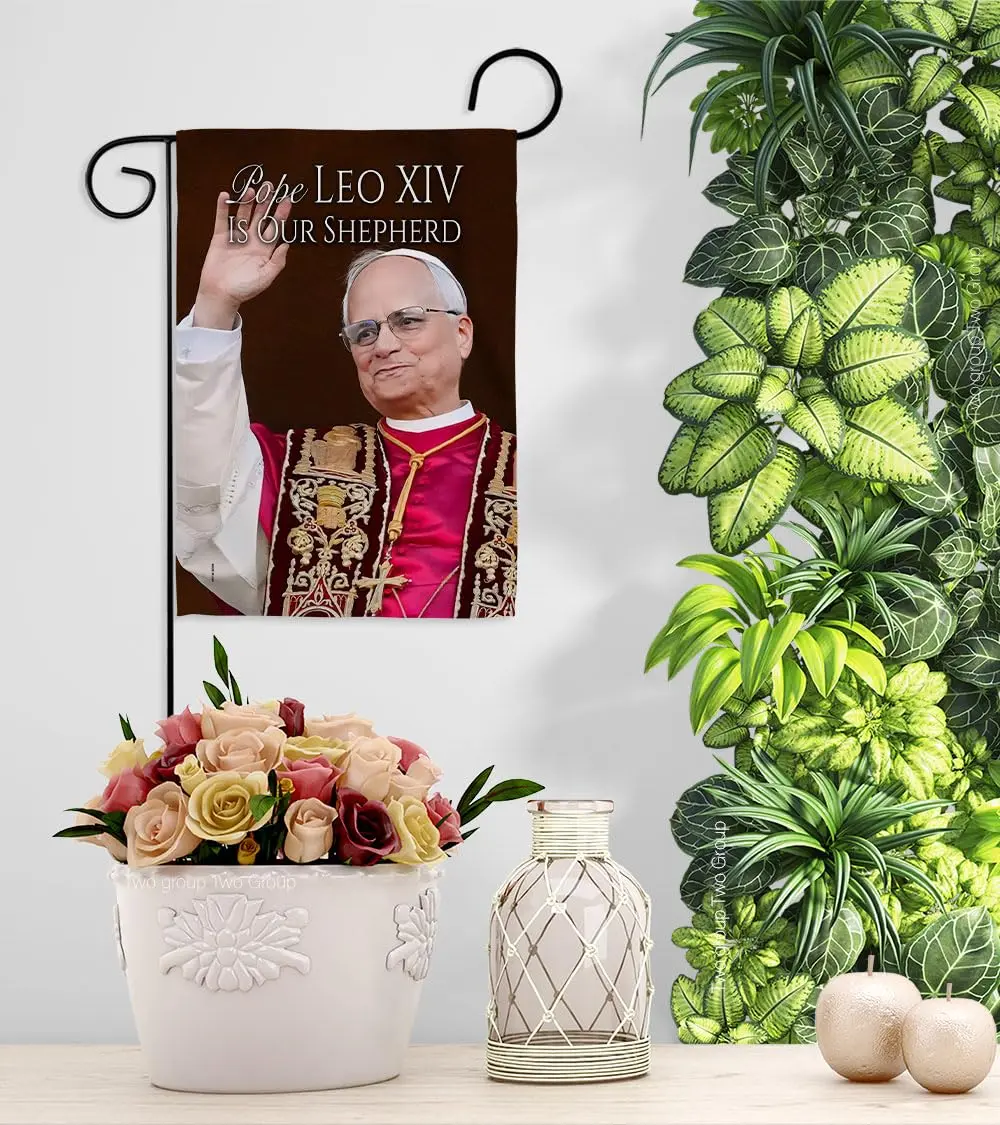 Pope Leo XIV Catholic Flag Holder Kit Wall Hanging Canvas Tapestry 13" x 18.5" | Weather Resistant Indoor/Outdoor Use - view 9