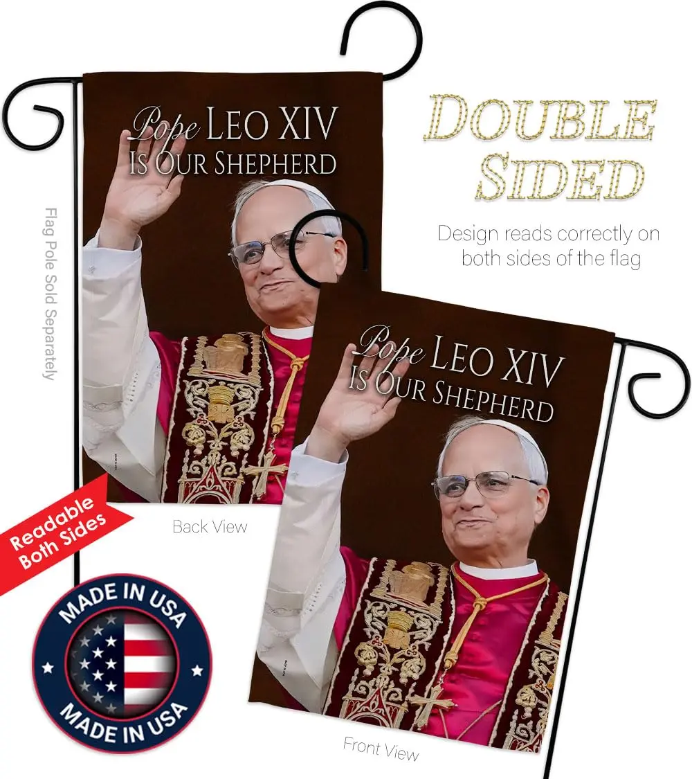 Pope Leo XIV Catholic Flag Holder Kit Wall Hanging Canvas Tapestry 13" x 18.5" | Weather Resistant Indoor/Outdoor Use - view 3