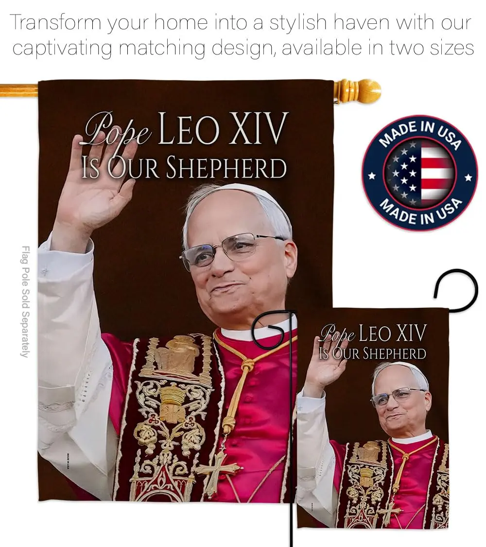 Pope Leo XIV Catholic Flag Holder Kit Wall Hanging Canvas Tapestry 13" x 18.5" | Weather Resistant Indoor/Outdoor Use - view 4