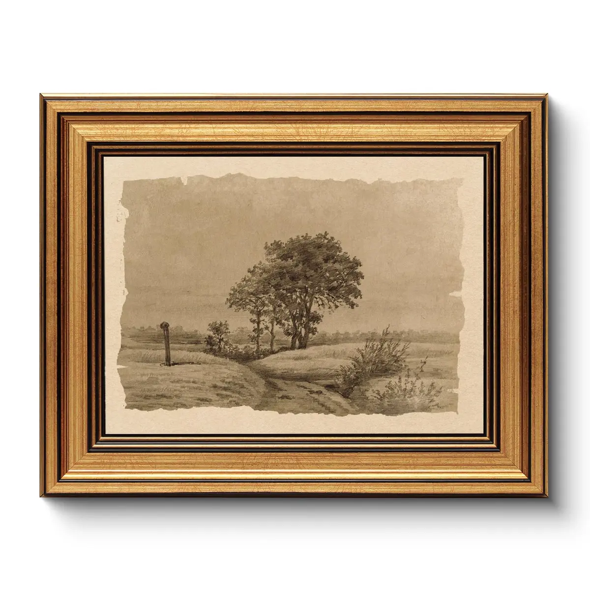 WHASAYART Gold Framed Vintage Wall Art for Living Room, Landscape Painting Prints Shelf Decor for Kitchen, Aesthetic Tree of Life Farmhouse Bedroom Wall Decor, Gifts for Family - Country Road 8x10in - main product image
