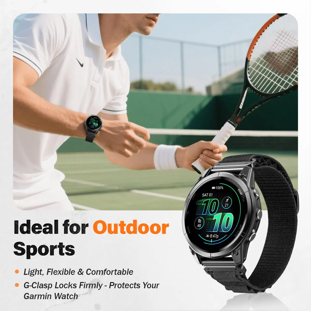 NotoCity Alpine Loop Nylon Watch Band Compatible with Garmin Fenix 8/7/6/5 Series 47mm, Quickfit 22mm Rugged Watch Bands for Epix Gen 2/Fenix 8 Pro/7 Pro/6 Pro/5 Plus/Forerunner 935/S62 (Black) - view 7