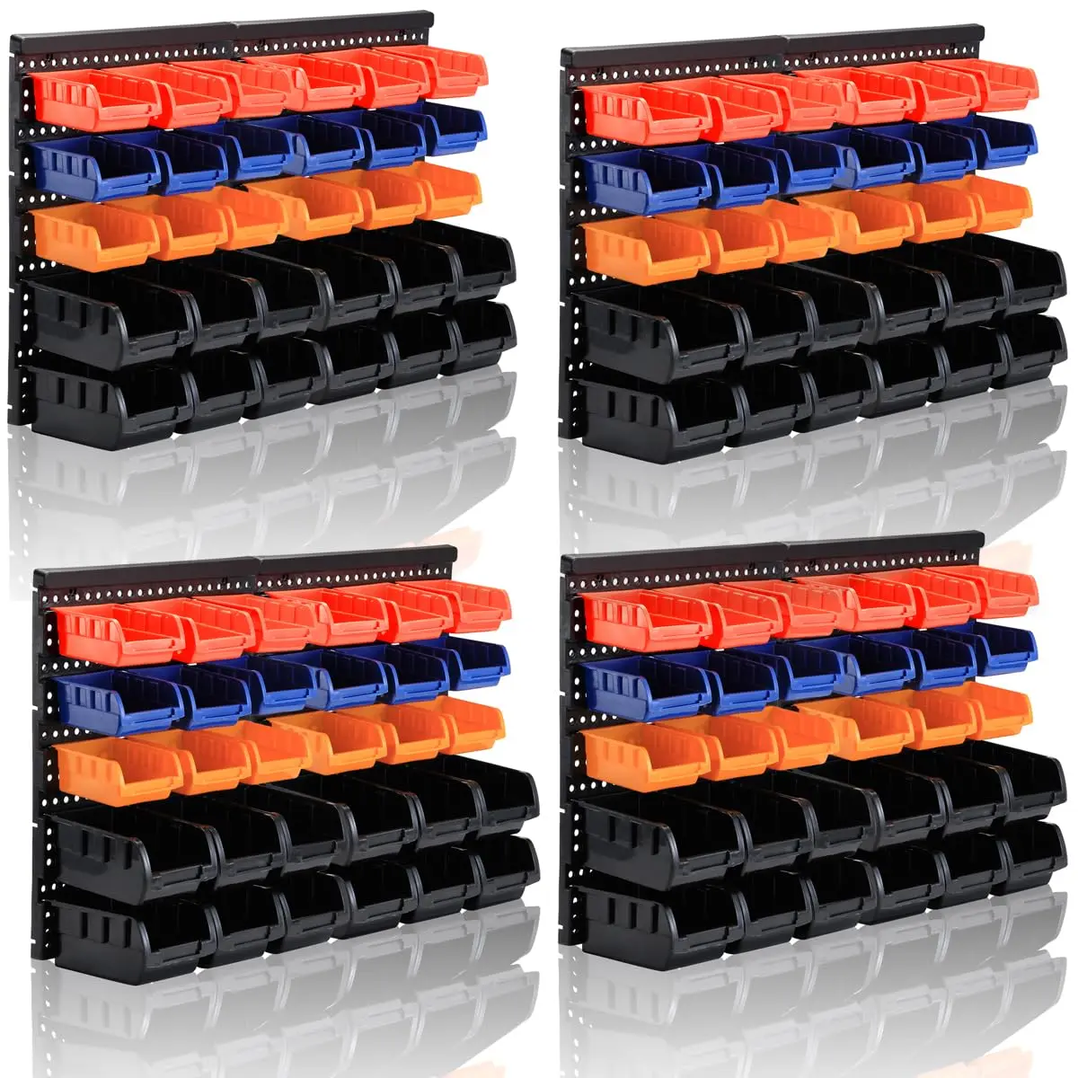 MULSAME Wall Mounted Storage Bins Parts Rack 50.4"x32.4" | Classic Garage Organizer with 4 Shelves - main product image