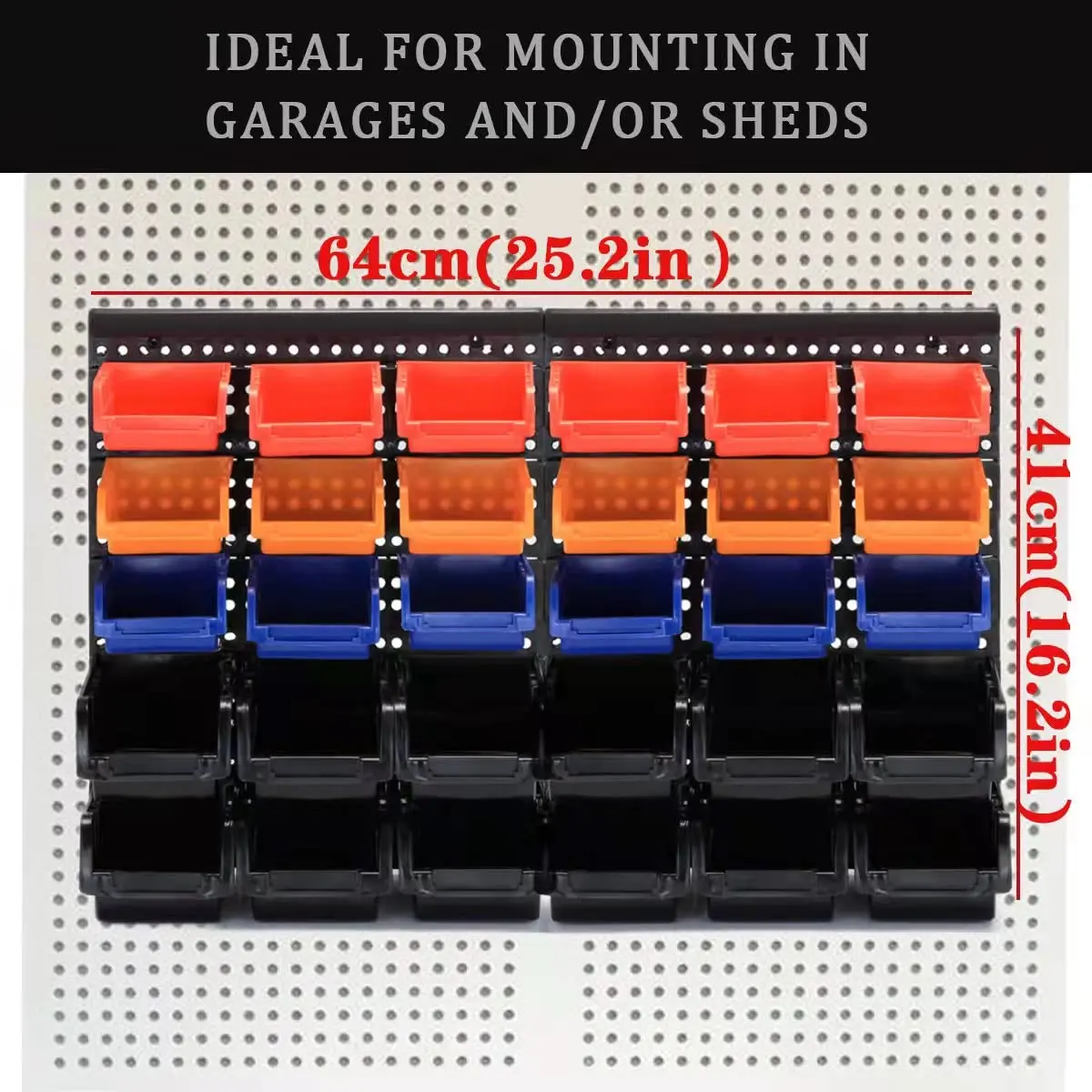 MULSAME Wall Mounted Storage Bins Parts Rack 50.4"x32.4" | Classic Garage Organizer with 4 Shelves - view 2