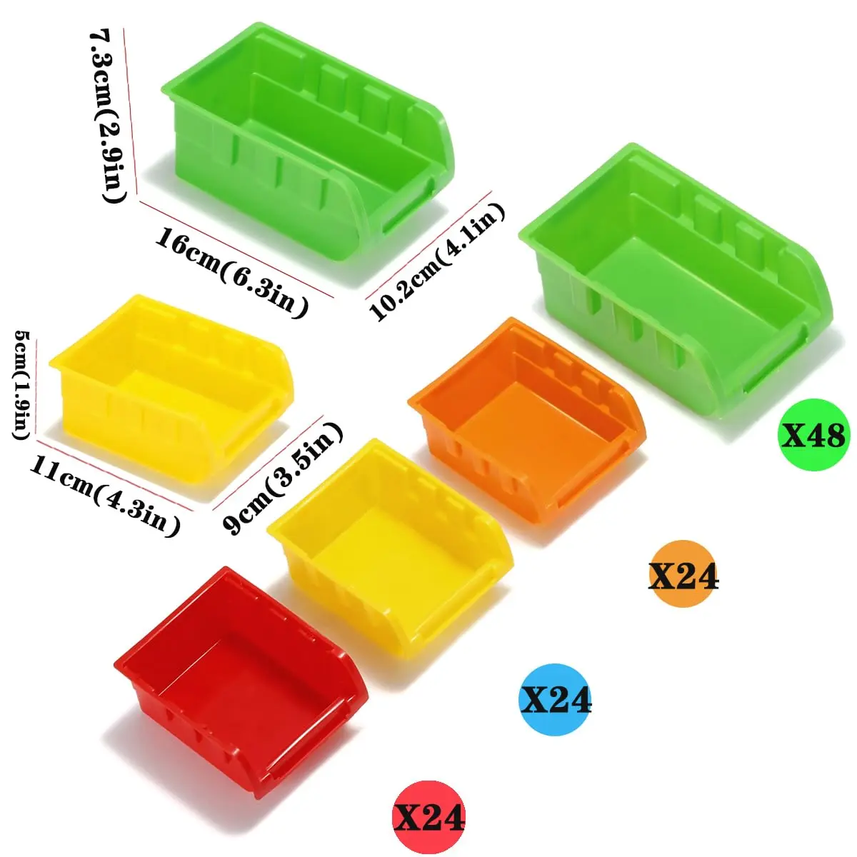 MULSAME Wall Mounted Storage Bins 4-Pack | Garage Organizer with Pegboard Bright Colors 50.4"x32.4" - view 3