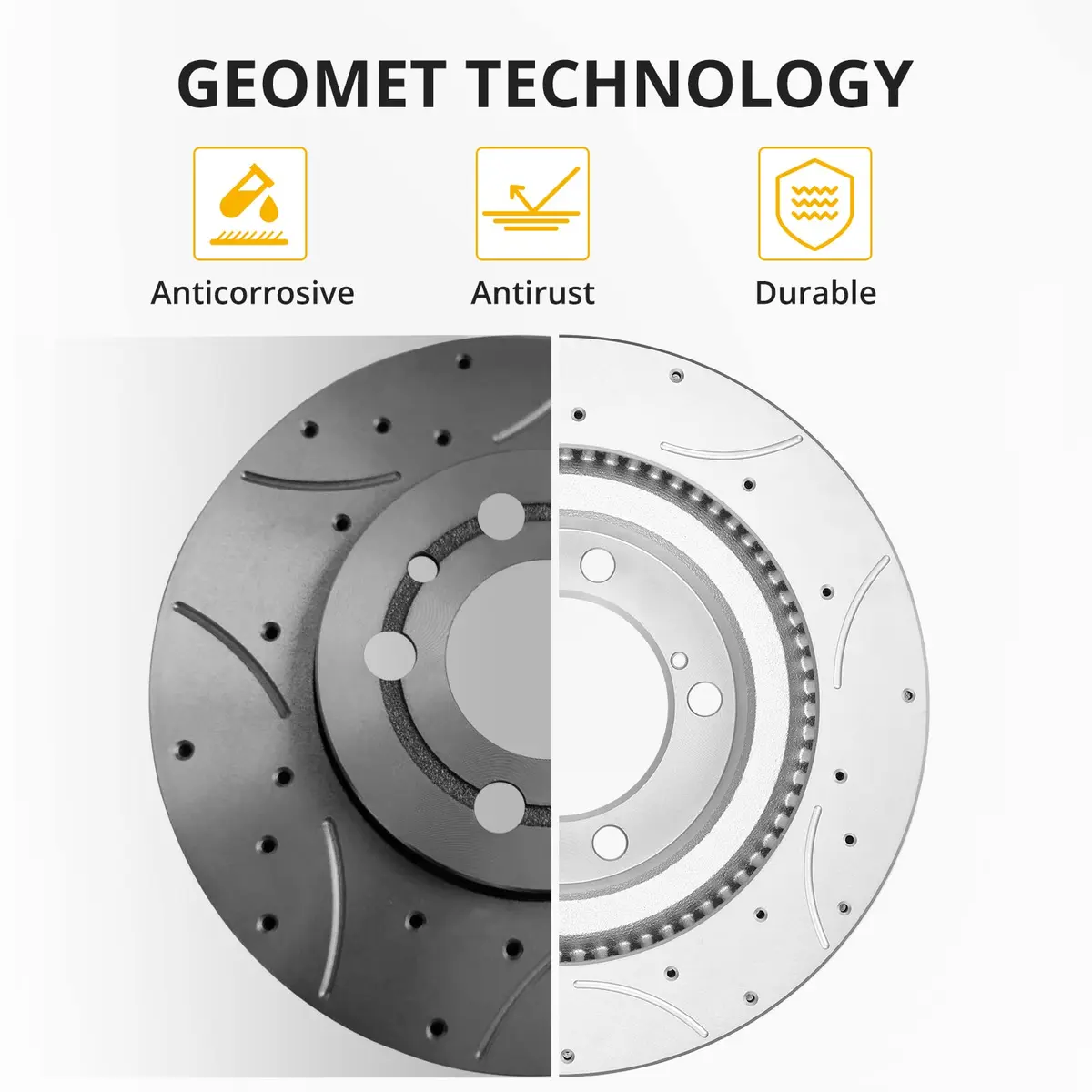 GARVEETECH Rear Brake Rotors, Disc Drilled & Slotted | Durable Cast Iron, OEM Fit for 2011-2020 Durango & Grand Cherokee - view 3
