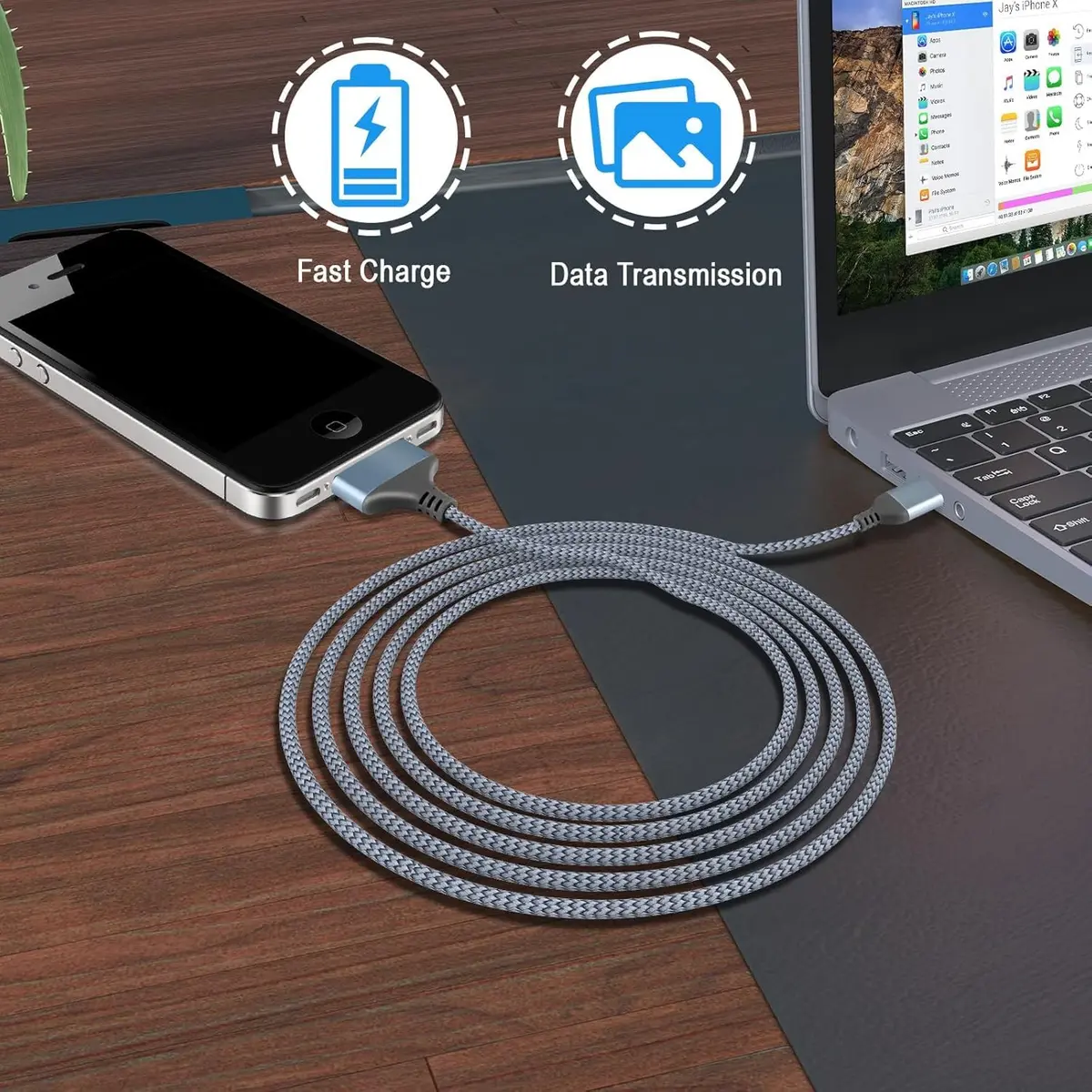 LBSC USB to 30 Pin Charging Cable | Fast Sync Data & Charging Nylon Braided Cord for iPhone 4/4s/3G/3GS - view 4
