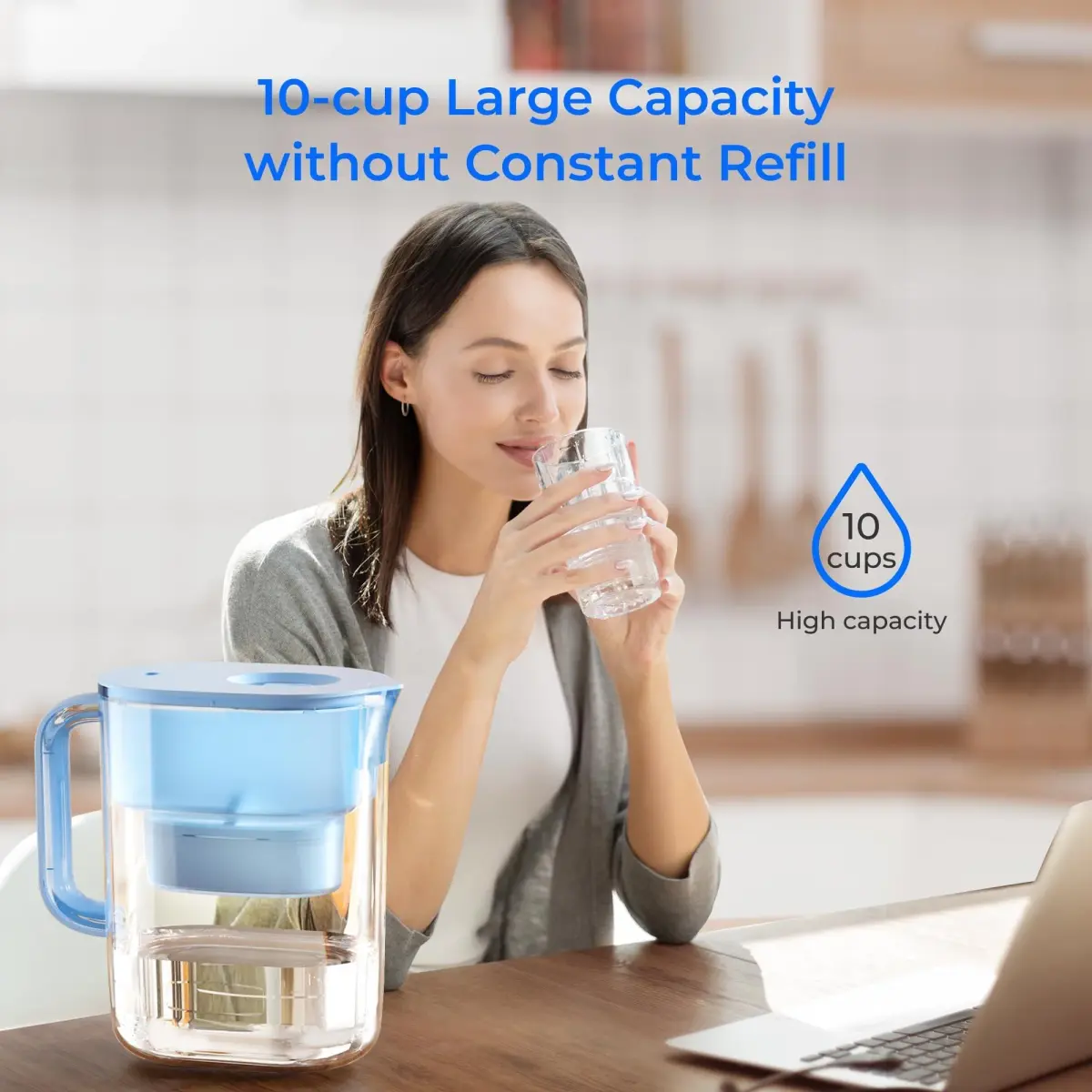Waterdrop PT-07B Water Filter Pitcher 2.27 kg (10-Cup) with 3 Filters | NSF Certified for PFOA/PFOS Reduction - view 8