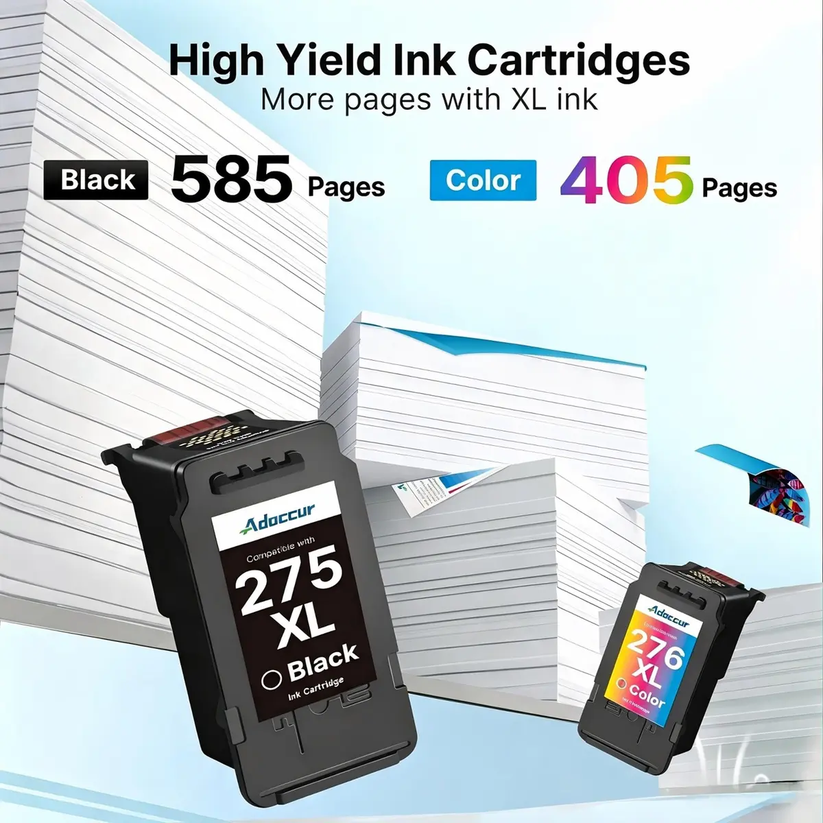 Adoccur Black Inkjet Printer Ink 275XL & 276XL | High Yield Compatible Cartridges for Canon PIXMA (2 Pack) - view 3