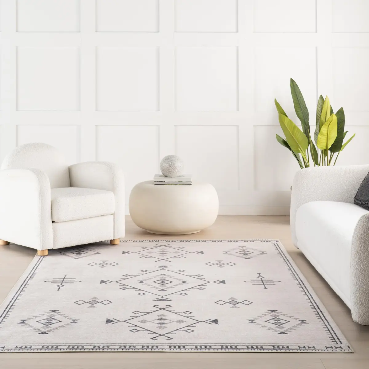 nuLOOM Shenai Medallion 4' x 6' Cream Area Rug | Machine Washable & Stain-Resistant - view 9