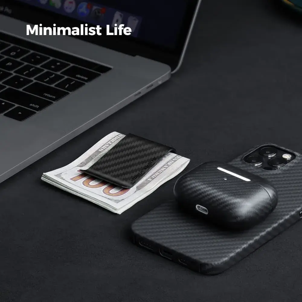 CL CARBONLIFE Carbon Fiber Wallet Money Clip for Men | Slim, Lightweight, RFID Blocking, Matte Black - view 2