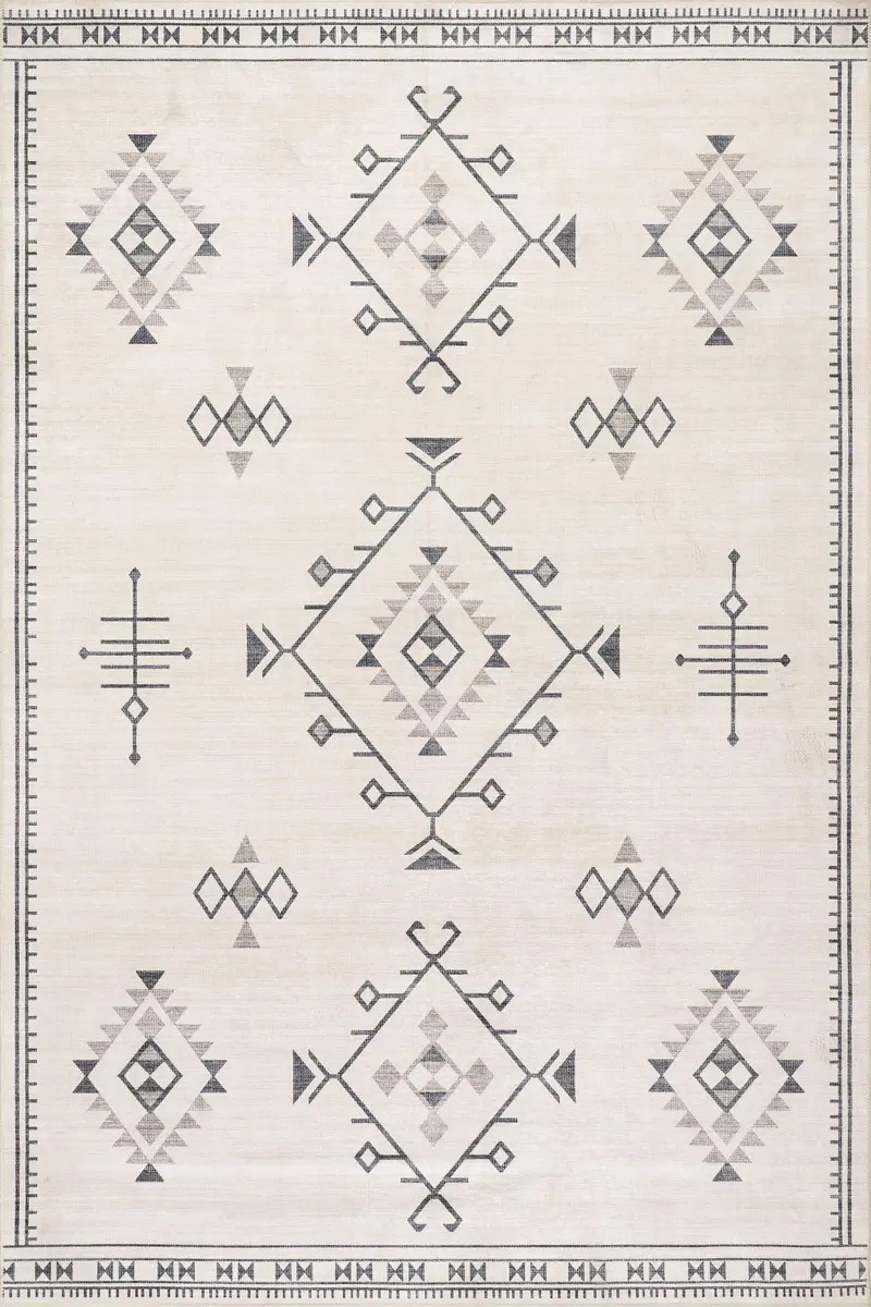 nuLOOM Shenai Cream Medallion 5' x 8' Washable Area Rug for Living Room, Bedroom, Kitchen - view 2