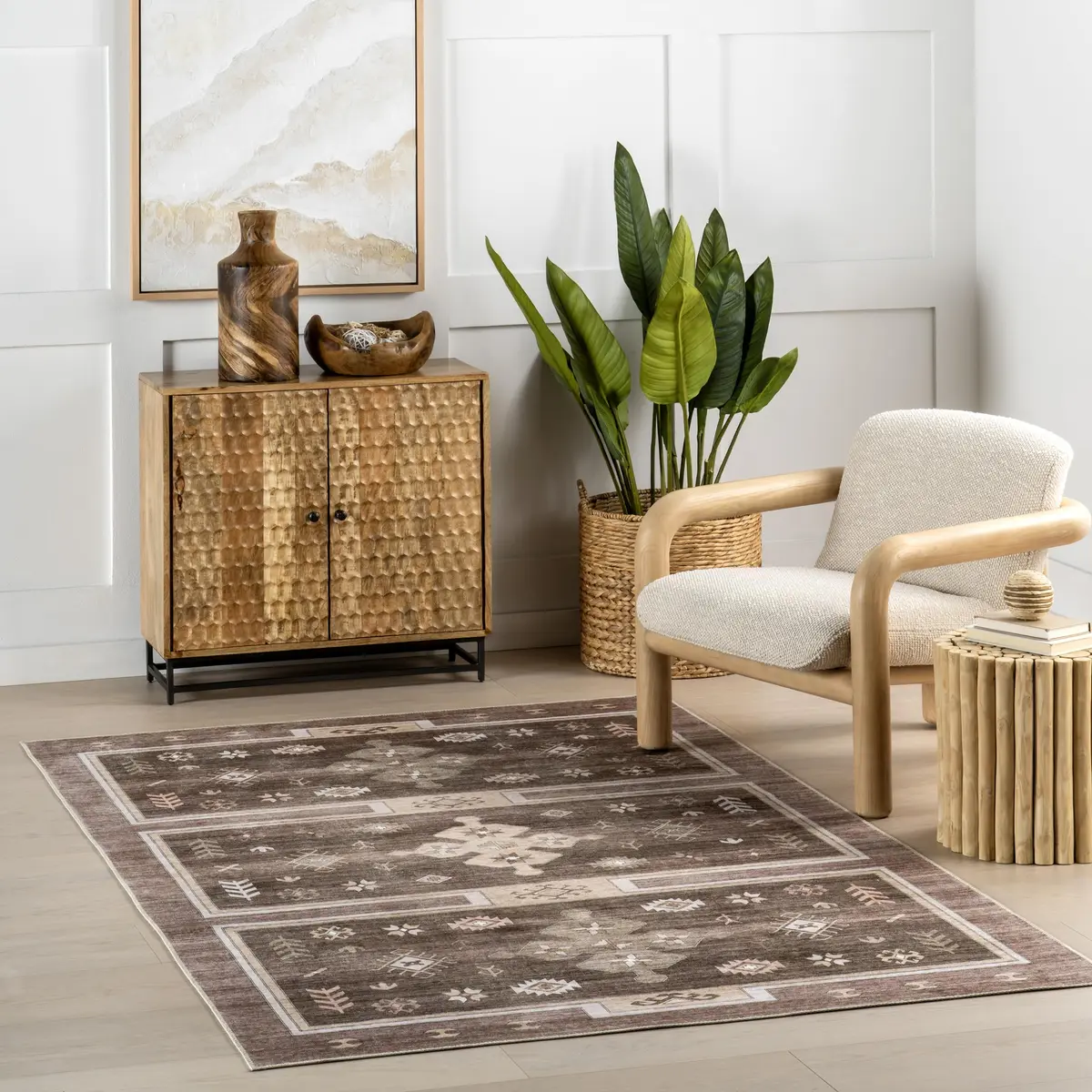 nuLOOM Donna Dark Brown Geometric Washable Area Rug 8' x 10' | Stylish & Practical (70-120 chars) - main product image